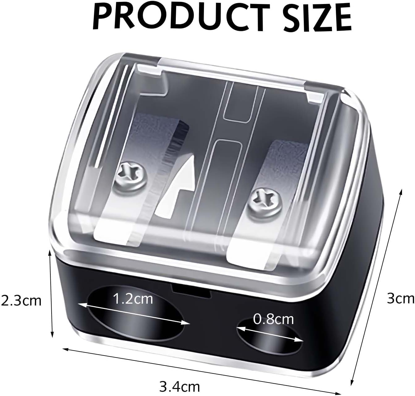 Set of 2 Universal Make-Up Sharpeners, Precision Sharpener for Kajal, Eyeliner, Lipstick & Eyebrow Pencils, with Sharp Blades, Handy for Travel