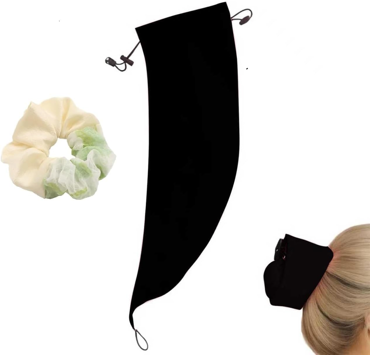 Liyquint 1 Pcs Waterproof Hair Sleeve & Adjustable Ponytail Shower Cap, Reusable Swim Cap to Protect Hairstyles for Long Hair, Quick Root Refresh, Keep Hair Dry in Bath Shower Swimming Pool Travel (Black)