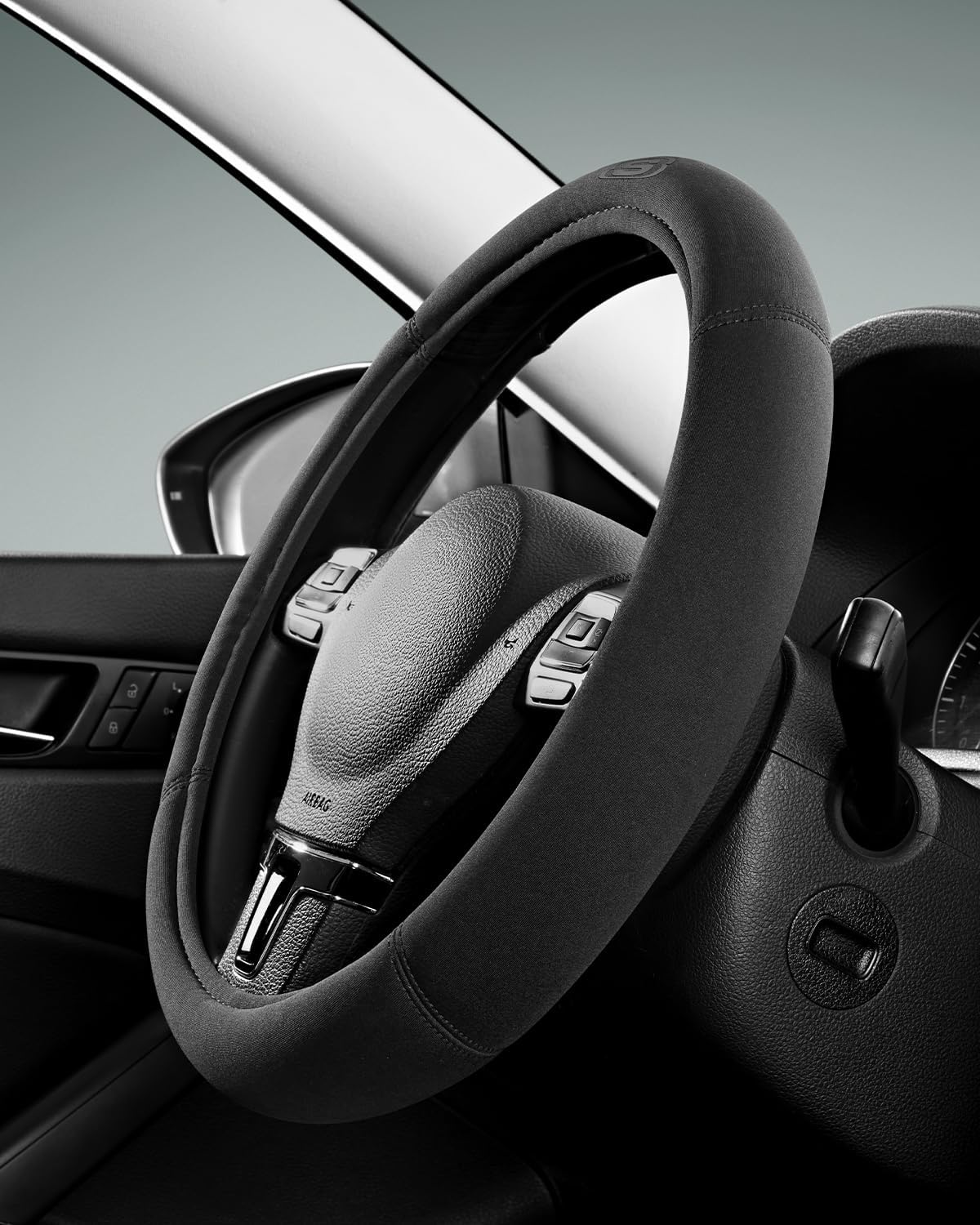 Skechers Steering Wheel Cover, Memory Foam Car Steering Wheel Covers,14.5-15Inch Anti-Slip Safety Comfortable Desgin Universal Fits for 95% Truck,Suv,Cars(Black) image number 4