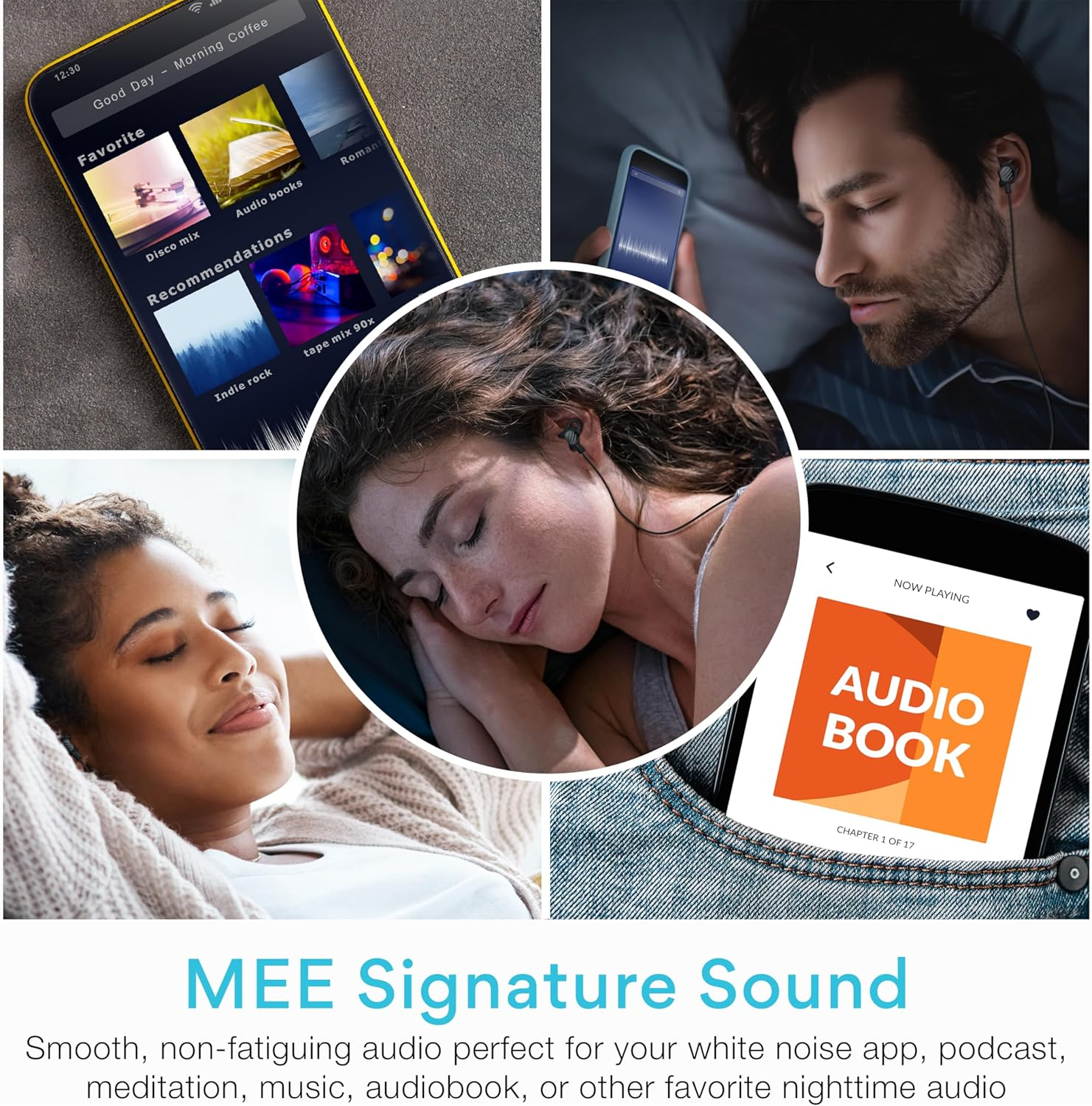 MEE Audio Sleeptones USB-C Wired Sleep Earbuds for Side Sleepers with Lightweight Low-Profile Silicone Earpieces, Noise Reduction Sleeping Headphones with Built-In Mic & Volume Controls (USB Type C) image number 6
