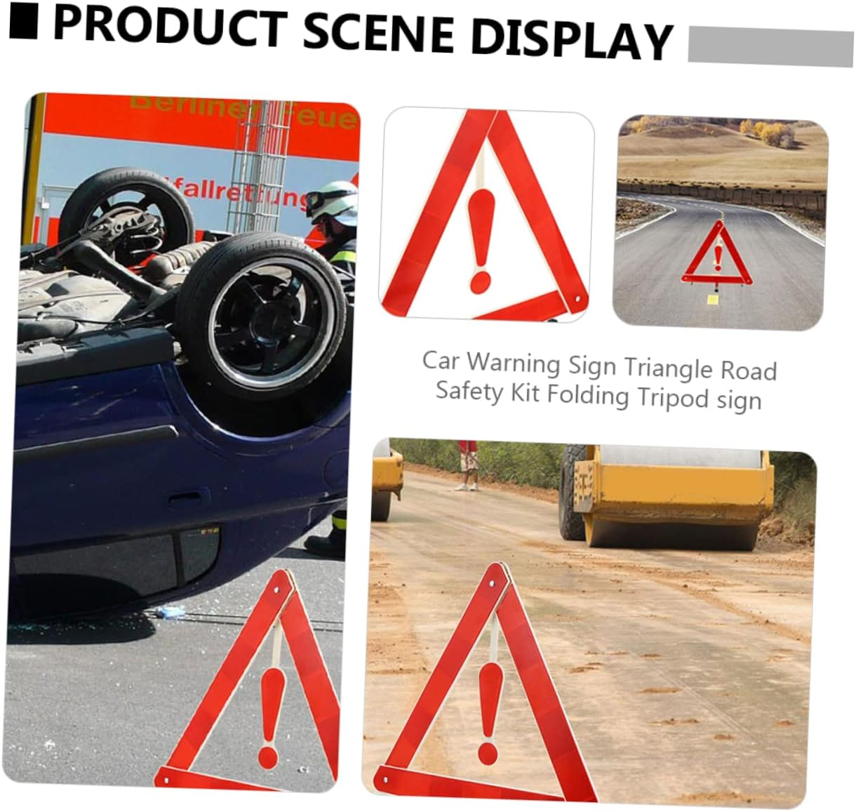 4Pcs Auto Warning Sign Car Folding Triangle Safety Road Safety Kit for Car Emergency Scenario image number 4