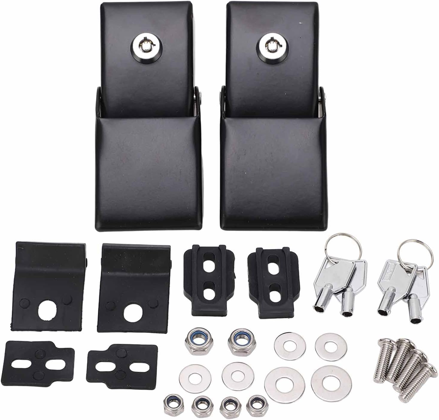 Metal Locking Hood Lock Catch Latches Kit Sturdy Hood Lock Key Car Security for Jeep Wrangler JK 2007‑2017 image number 3