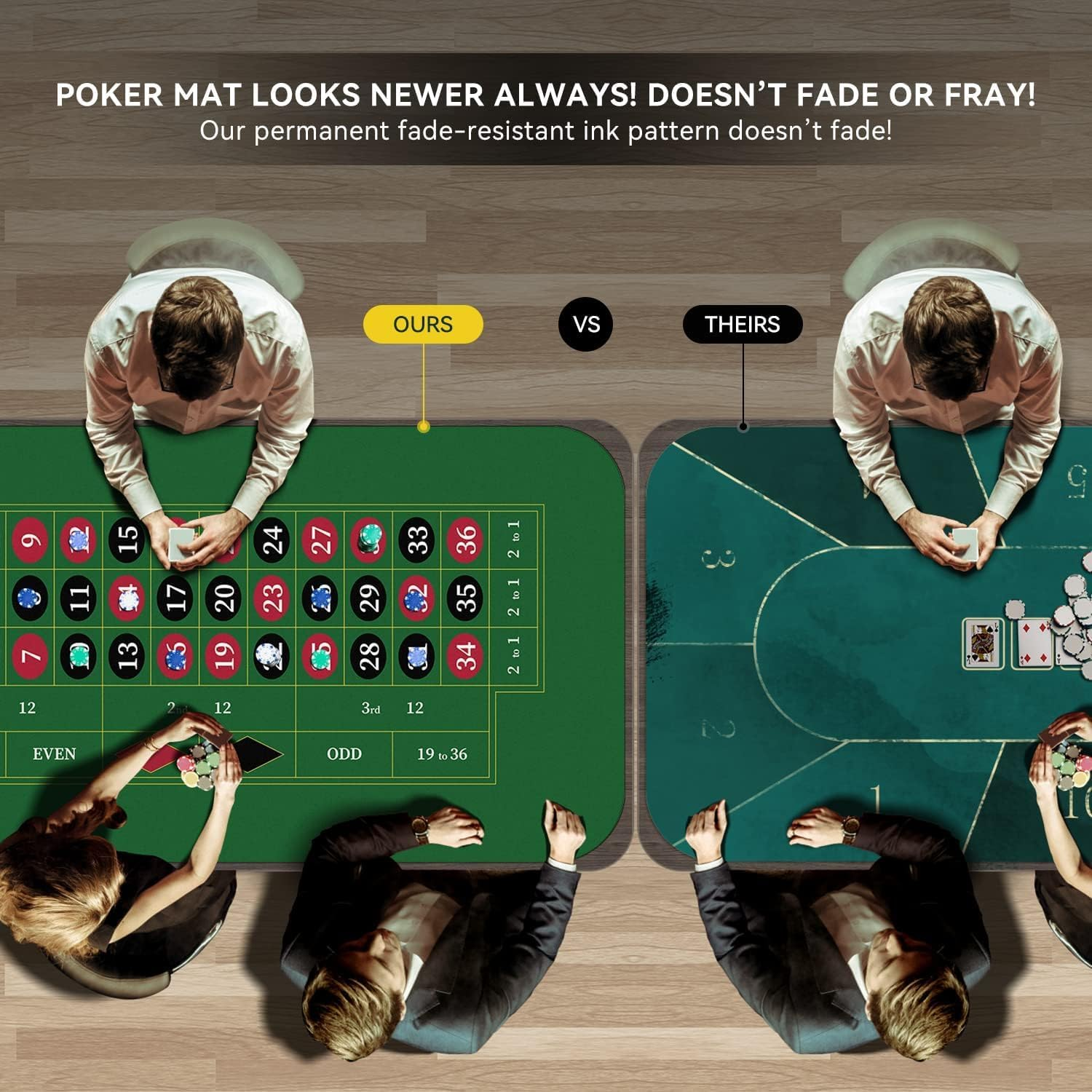 180 * 90Cm Poker Mat for Table with Carrying Bag, Professional Casino Blackjack Tabletop Layout Poker Table Mat (Baccarat B) image number 2