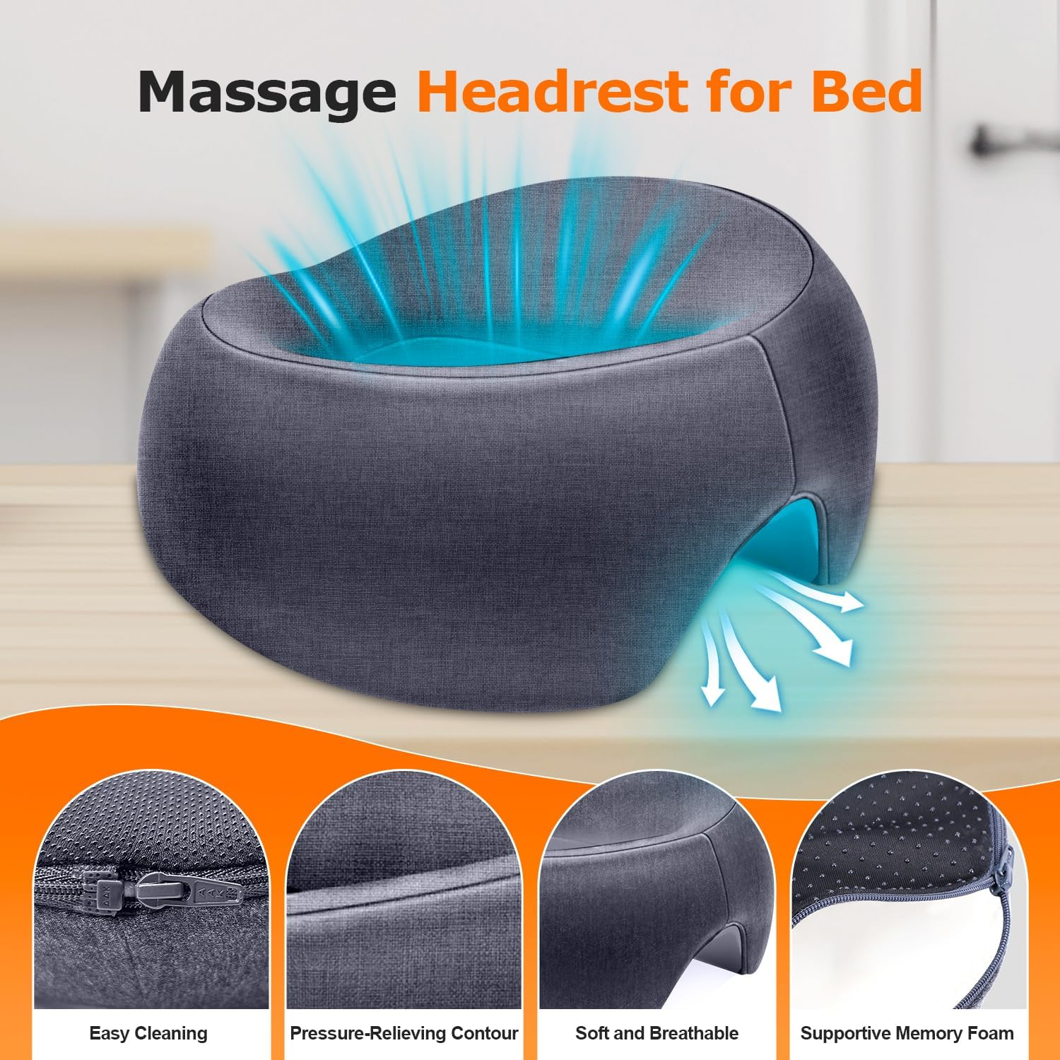 Zonngoo Massage Memory Foam Face Pillow - Soft O-Shaped Spa Massage Cushion with Zipper, Face Cradle Covers Soft Comfort Headrest Covers for Massage Bed, Machine Washable Knit Fabric image number 3