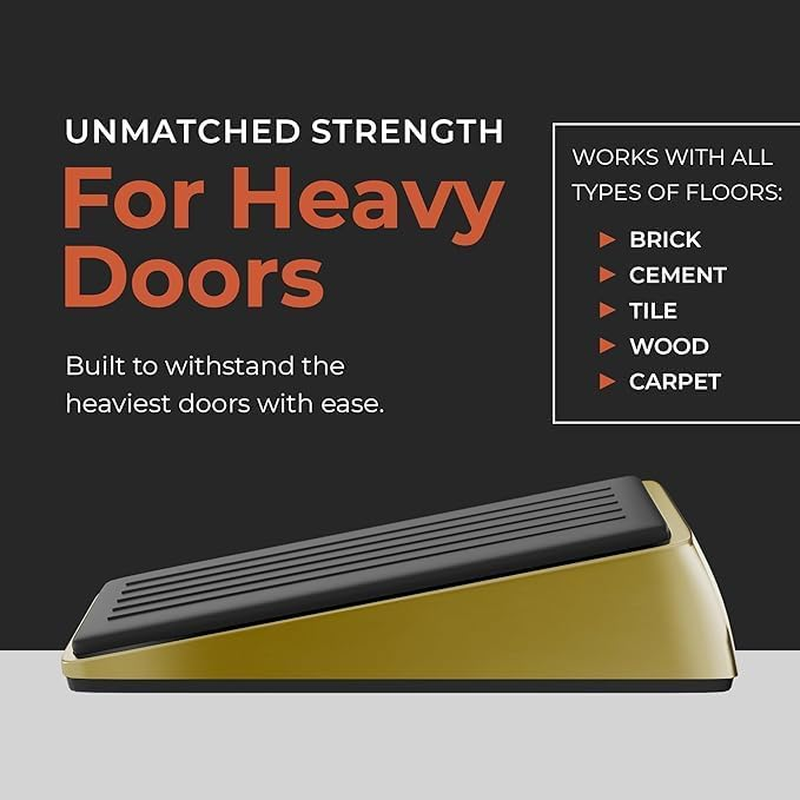 Architectural Hardware - Heavy Duty Zinc Door Stopper with Rubber anti Scuff Grips - Metal & Rubber Wedge Door Stoppers for Bottom of Door - Modern Door Stops - Door Wedge (3 Pcs) image number 4