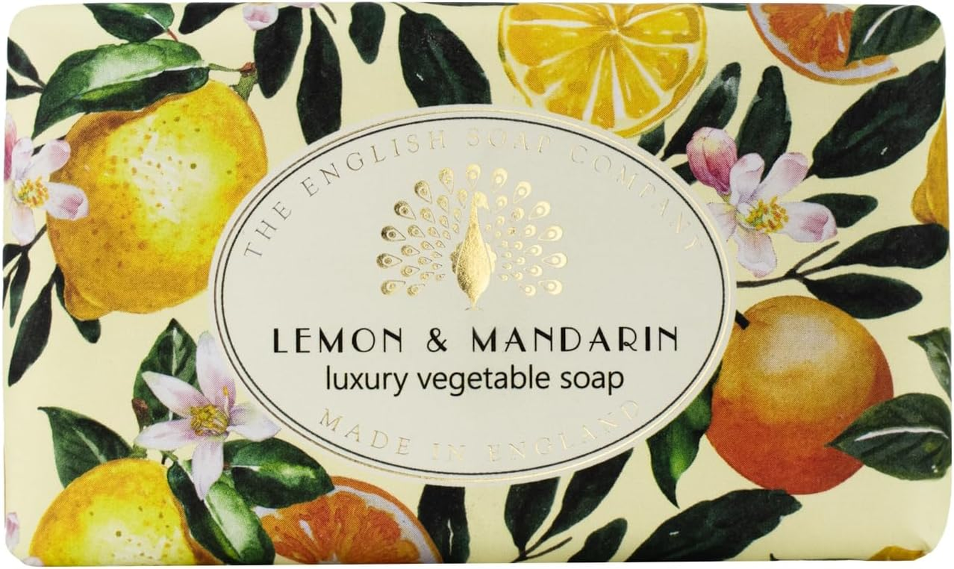 The English Soap Company Vintage Wrapped Soap Bar, Lemon Mandarin Shea Butter Soap Bar, Moisturising Soap Bar for Face and Body, Lemon Mandarin Scent 190G image number 3