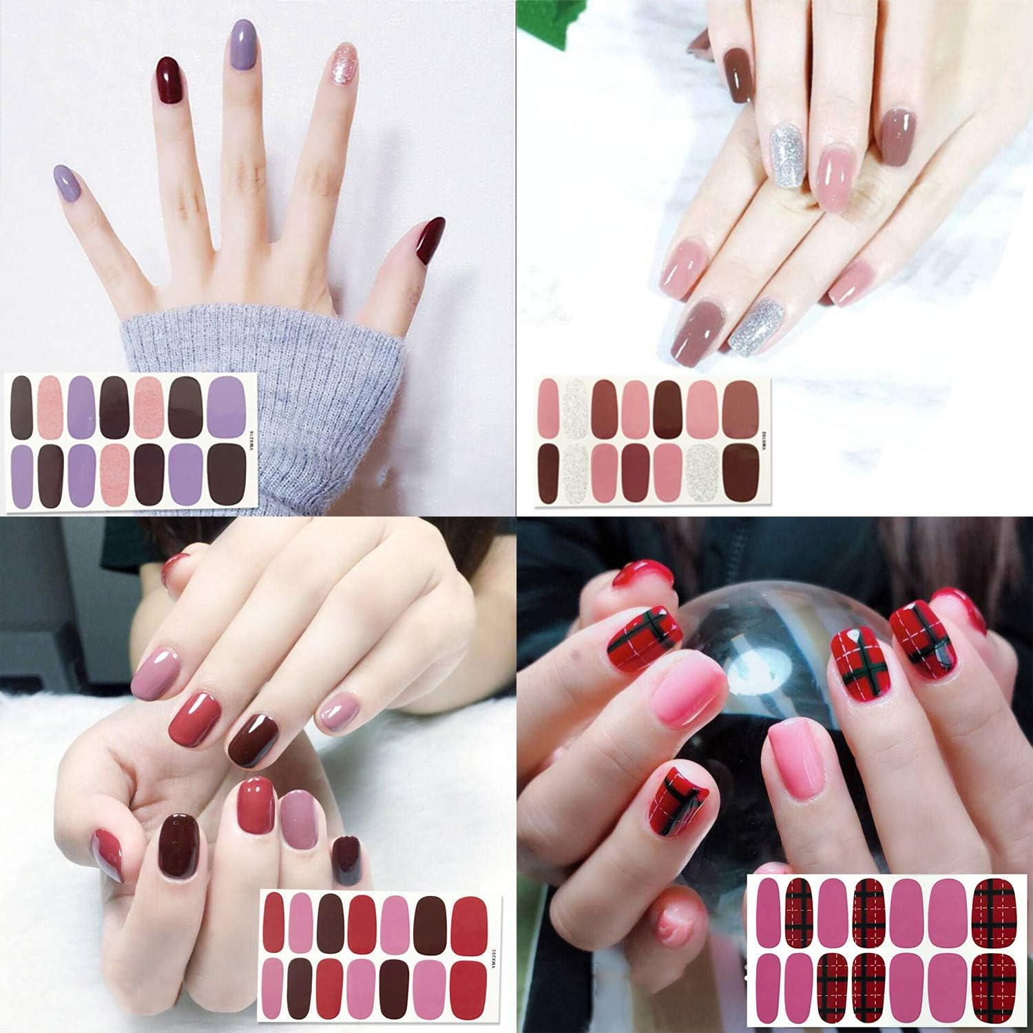 JERCLITY 24 Sheet Solid Color Nail Polish Strips - Press on Nail Stickers & Wraps for Women'S Nail Art with Nail File image number 6