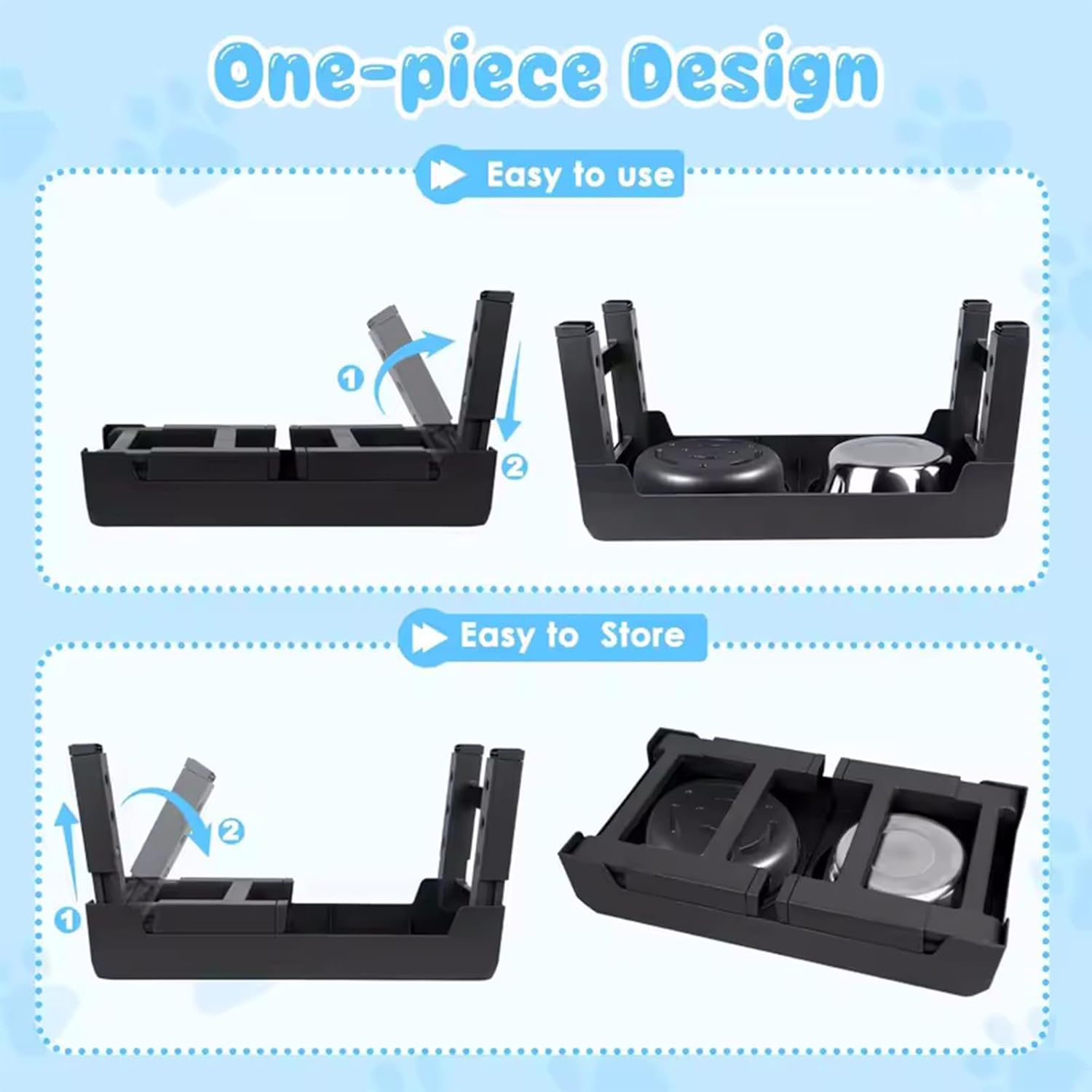 Raised Dog Bowls Metal Raised Dog Bowls with Adjustable Stand, 2 Stainless Steel Bowls, 1 Slow Feeder Bowl for Medium Large Dogs