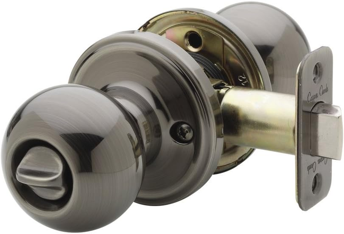 Copper Creek BK2030AB Ball Door Knob, Privacy Function, 1 Pack, in Antique Brass