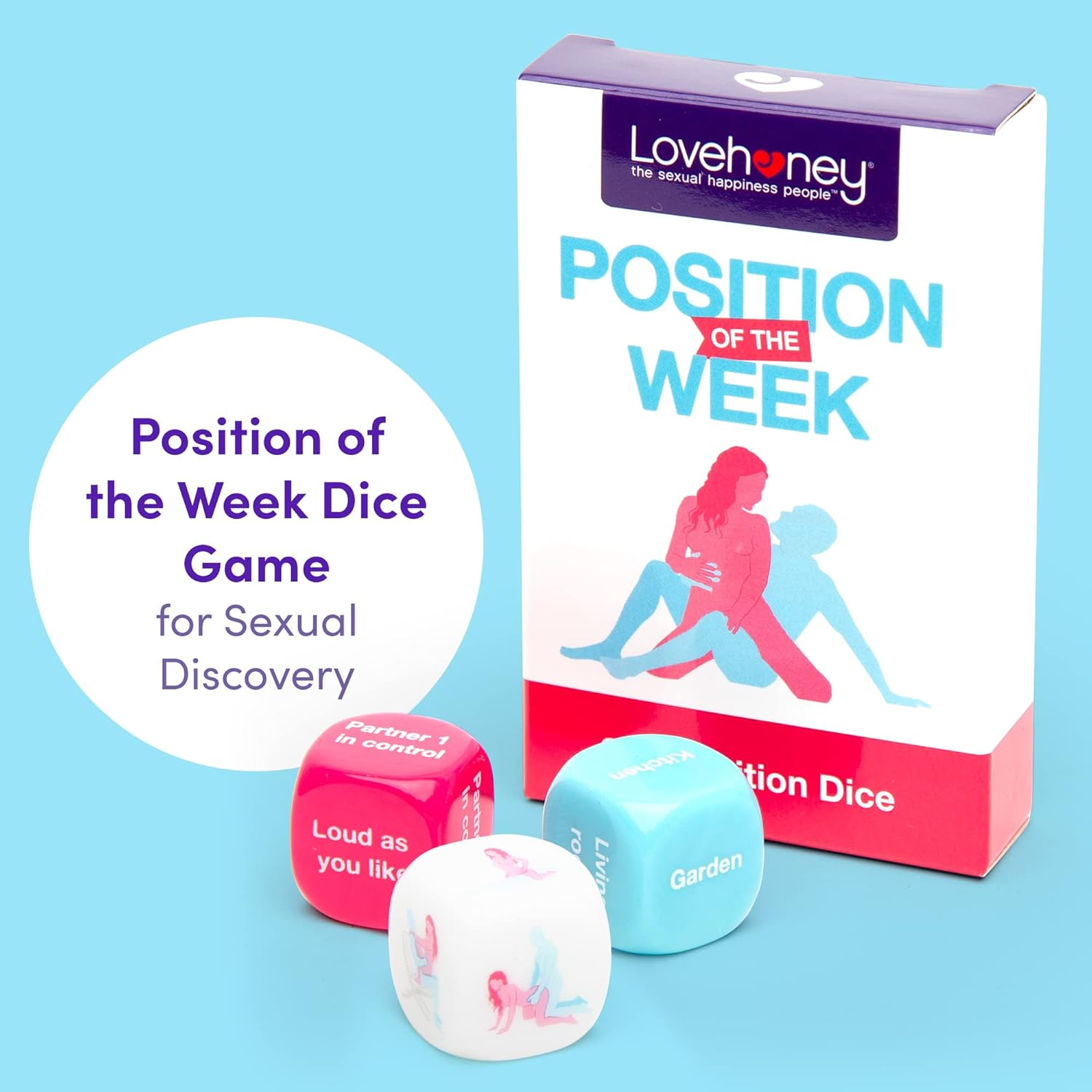 Lovehoney Position of the Week Dice Game for Adults - Plastic - Lightweight & Compact - over 200 Sexual Outcomes image number 4
