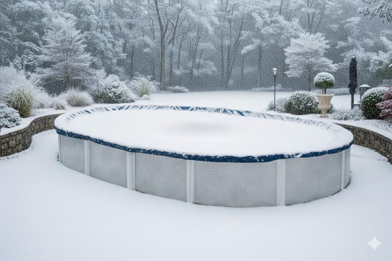 Premium Winter Pool Cover for above Ground Oval Pool, 12' X 18' Ft., Aboveground Pools Winter Cover, Heavy Duty, Includes Winch and Cable, UV Protection image number 4