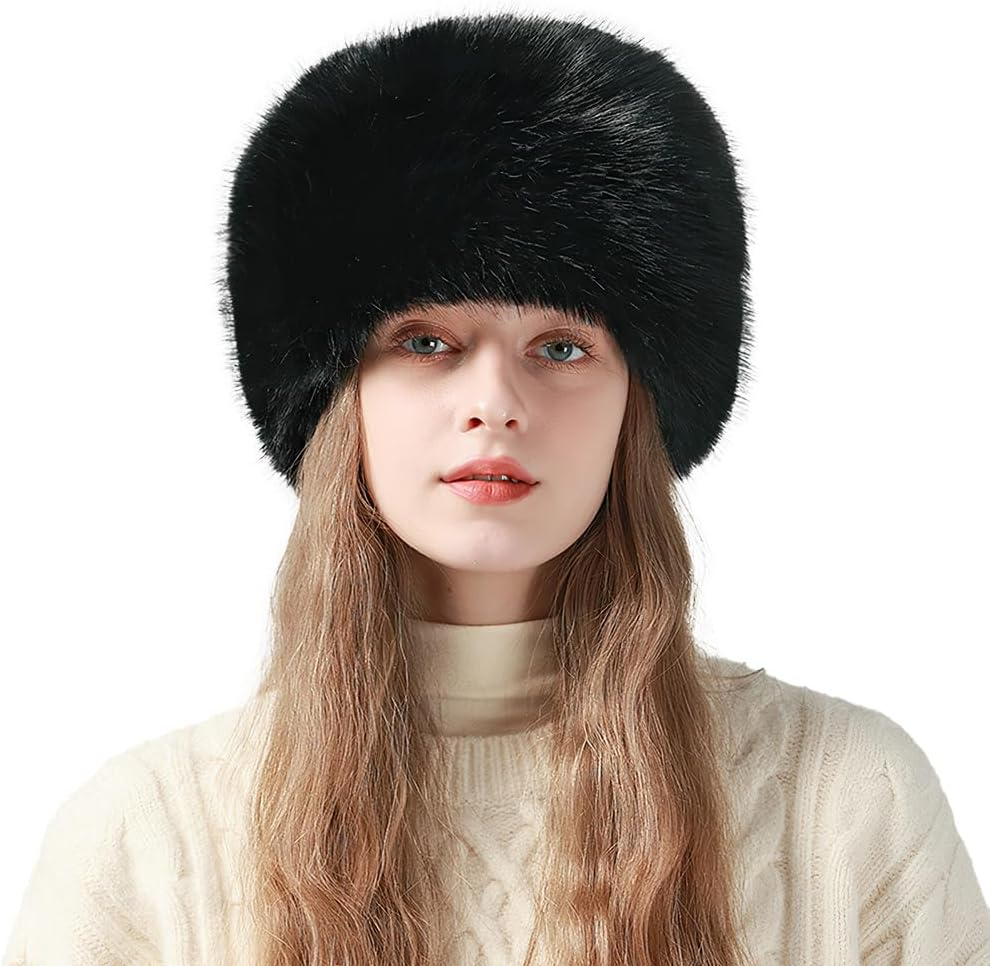 Ushanka Russian Bomber Hat for Women Cossack Trimmed Skullies Beanies Winter Trapper Hat for Travel Hunting Skiing Fluffy Earwarmer