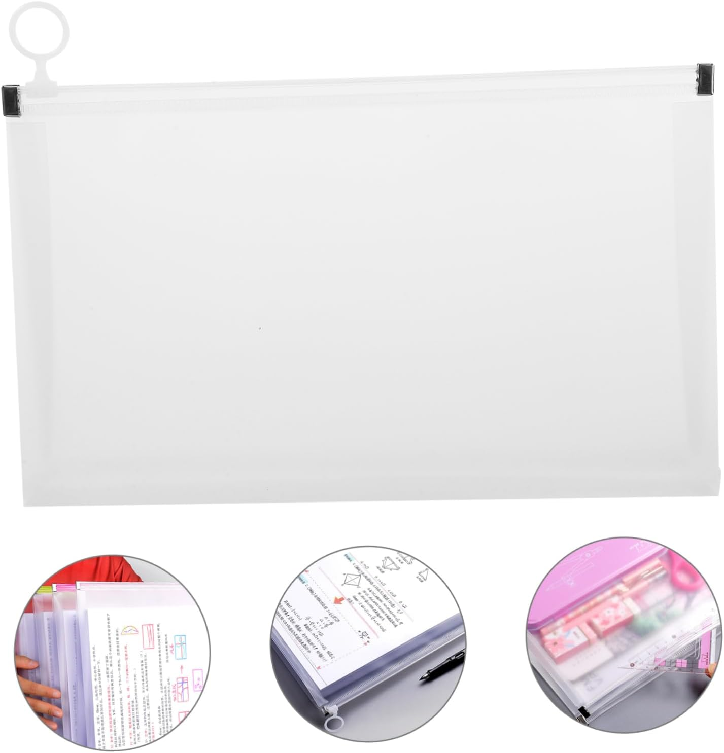 FUNNETOYU 4Pcs Bill Storage Bag Zippered File Pouch Reusable Document Holder for Receipts and Money Multi-Function Organizer image number 4