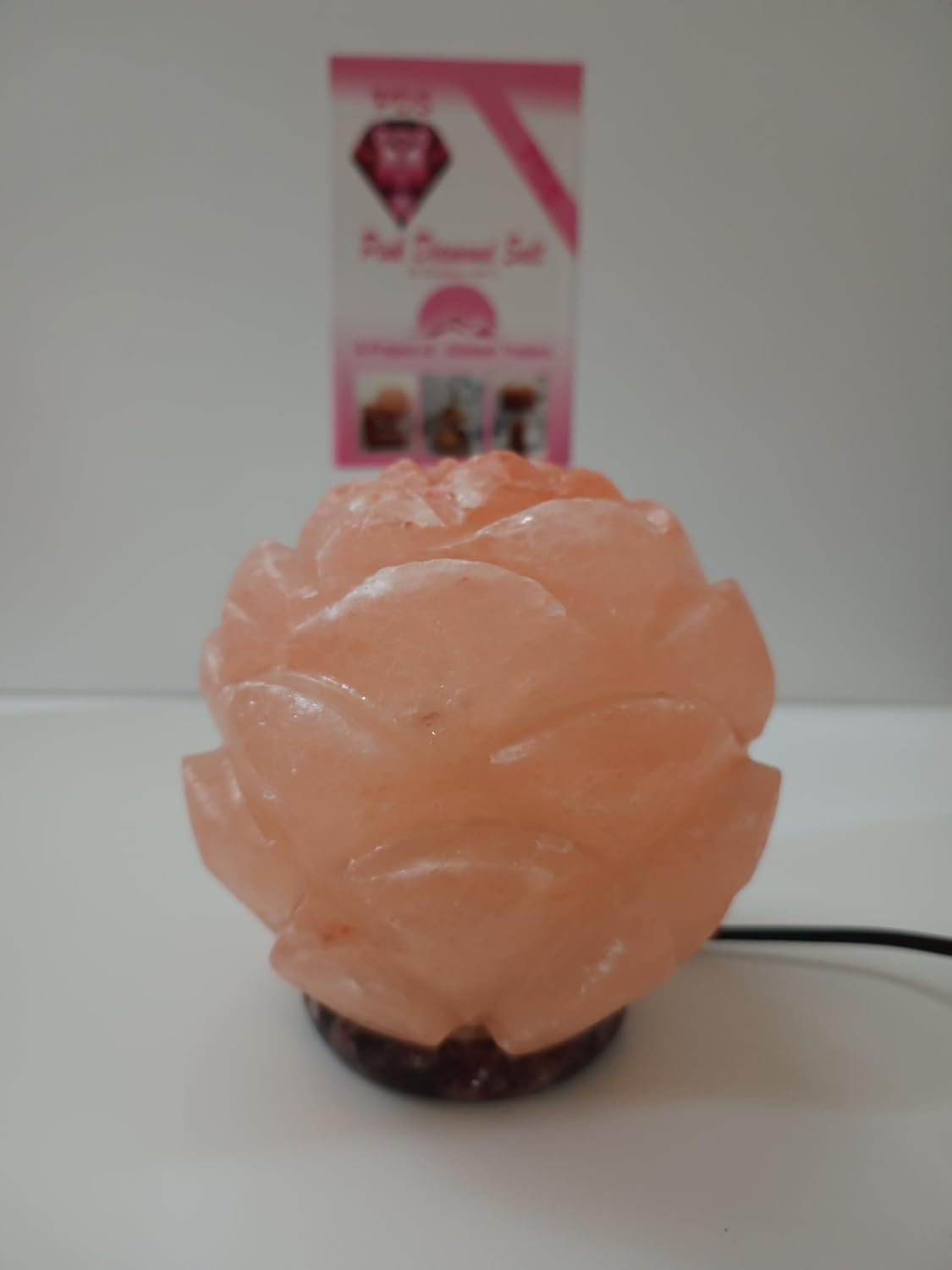 3-4 KG Premium Natural Flower Salt Lamp 100% Authentic, Handcrafted from the Foothills of the Himalayas Beautifully Hand Craft Large Flower Comes with Complete Electric Fitting image number 3