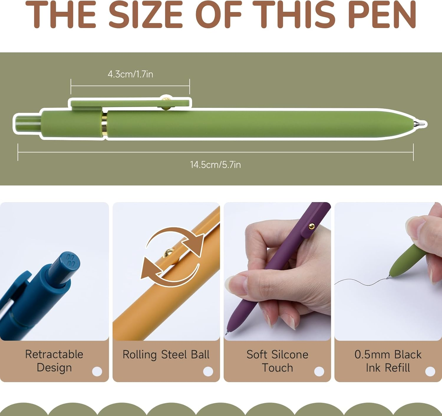 UIXJODO Gel Pens, 6 Pack Gold Retro Quick-Drying Pens 0.5Mm Black Ink Pens Fine Point Smooth Writing Pens for School Office Supplies, Gifts for Women Girls image number 1