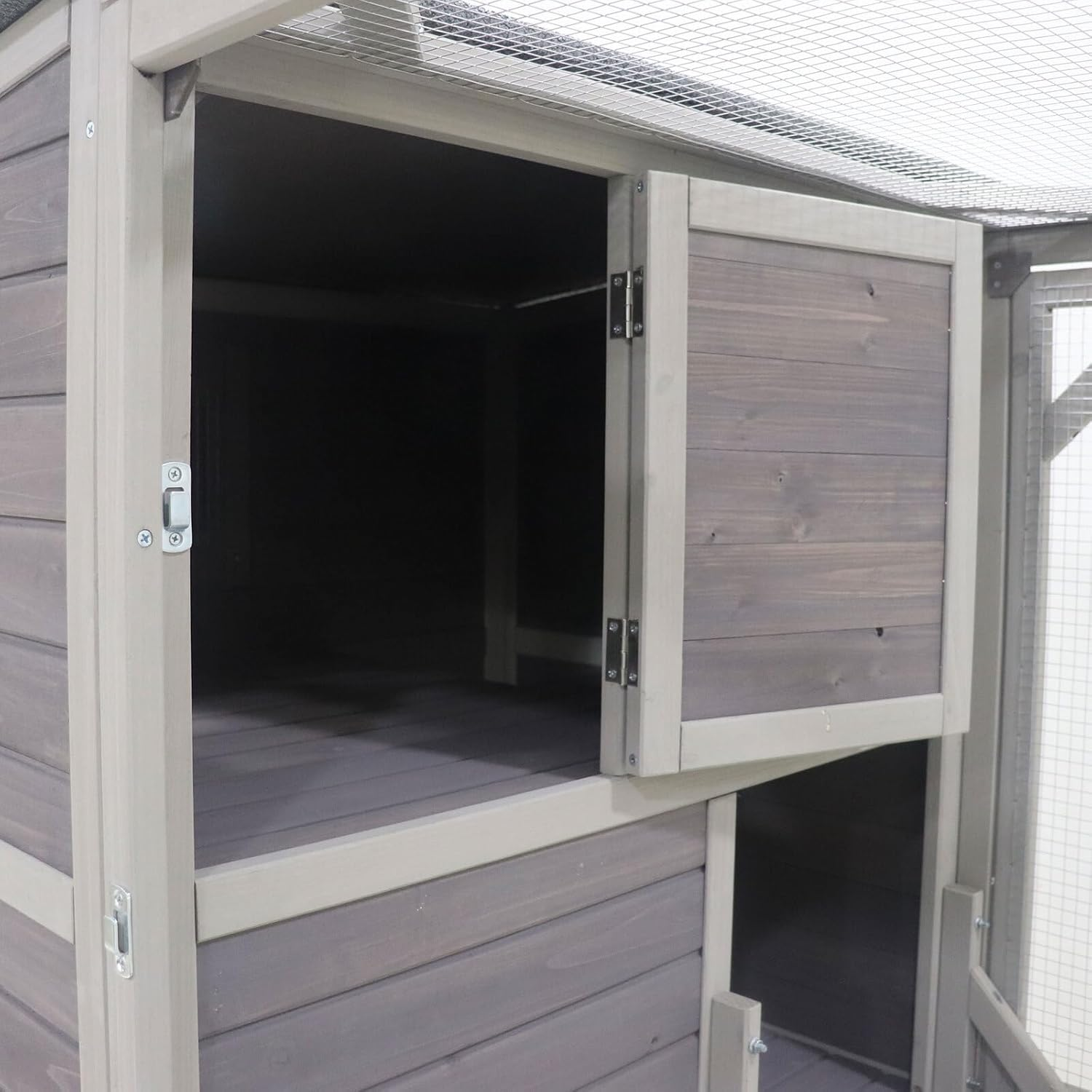 Flylline Walk in Wooden Cat Townhouse Kitten Ferret Enclosure Cage House image number 6