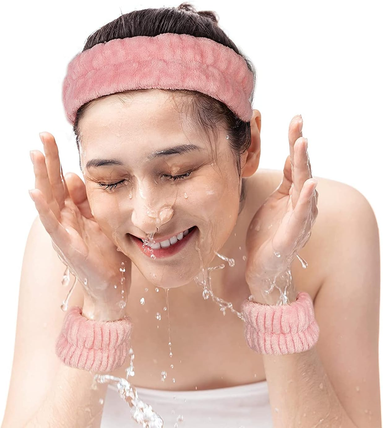 Spa Face Headband Wrist Wash Band Set, Microfibre Face Makeup Headbands, Wrist Wash Band, Absorbent Sweatband, Face Band for Make-Up, Pack of 12 image number 2