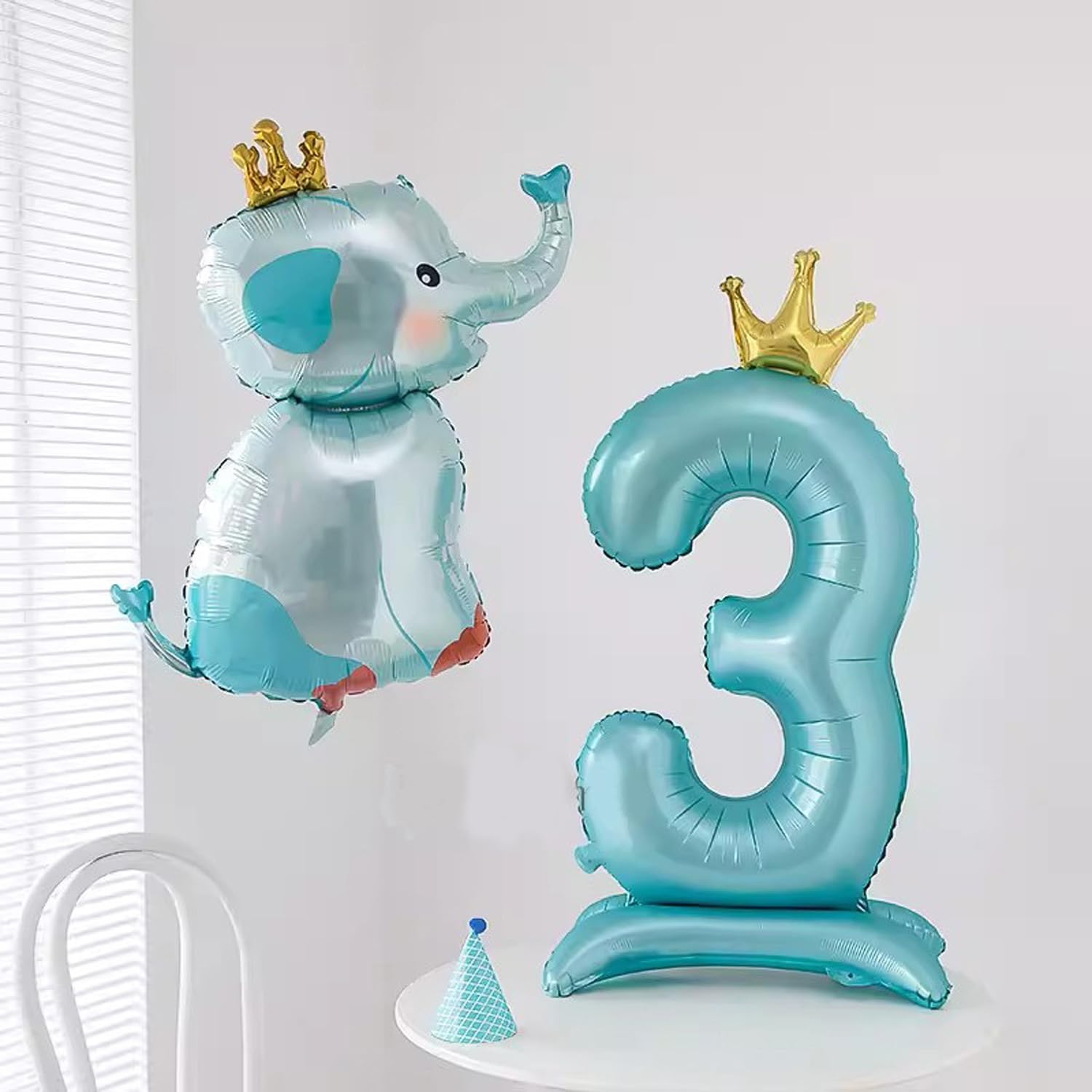 Standing Number 3 Balloon with Crown, 42 Inch Jumbo Mylar Foil Balloons Helium or Air Balloons for 3Nd 13 23 Birthday Party Celebration Decoration Blue Number 3 image number 5