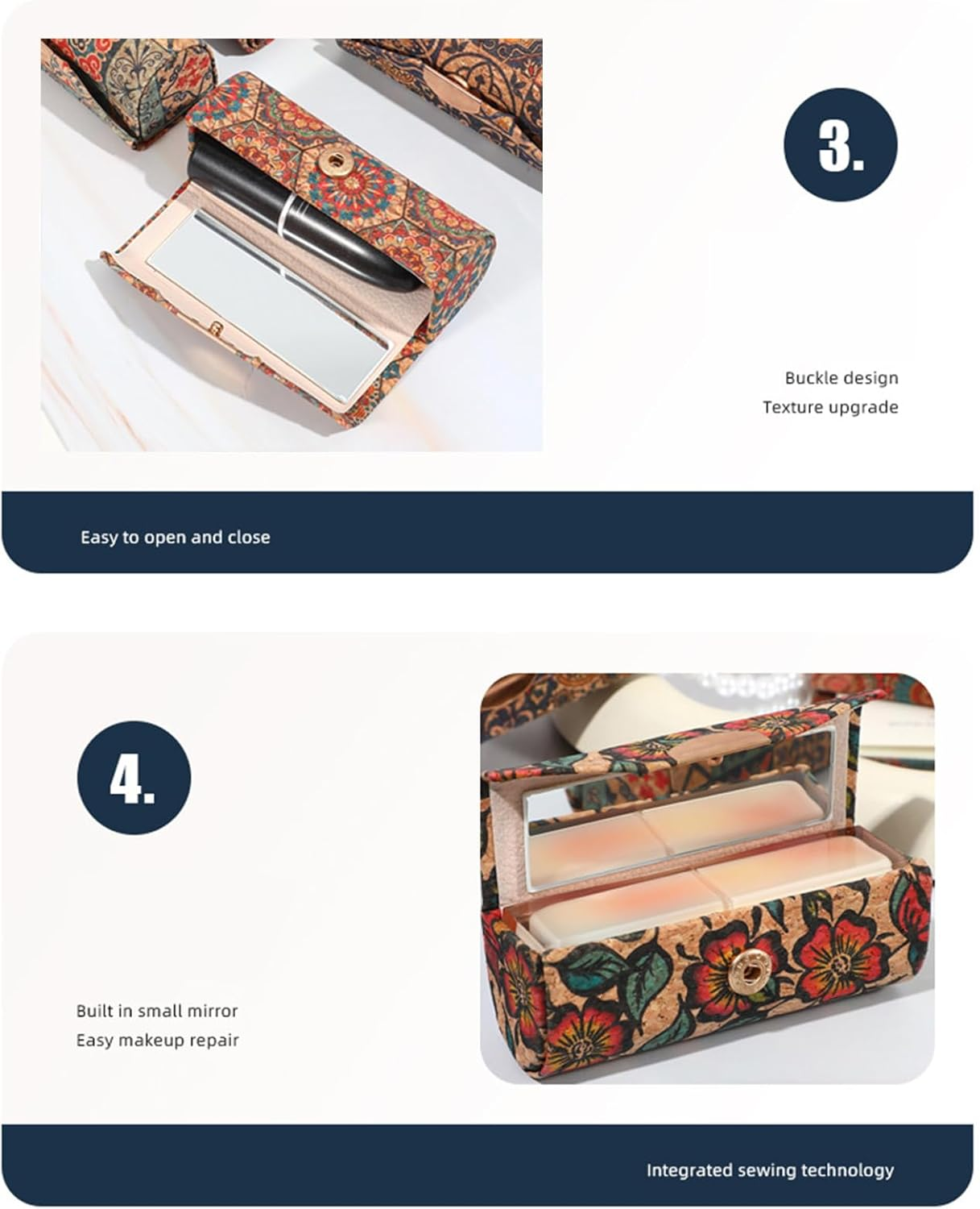Capasin Mandala Bohemian Style 6 Pcs Lipstick Case with Mirror Chapstick Holder Storage Vintage Makeup Box Small Gifts Case image number 5