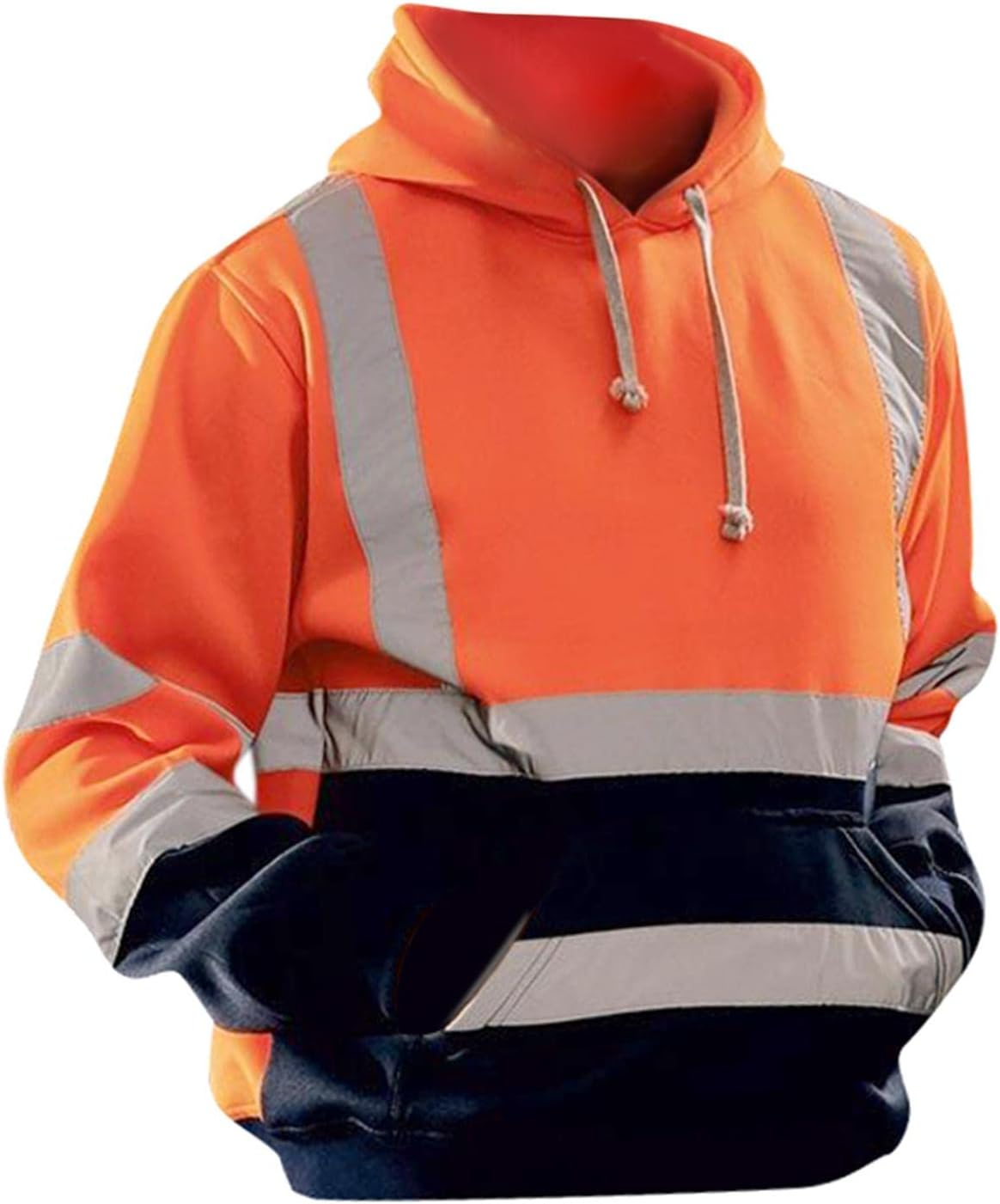 Amagogo High Visibility Safety Sweatshirt with Pocket and Reflective Strips, Hooded Pullover, S-5XL, Orange M image number 5