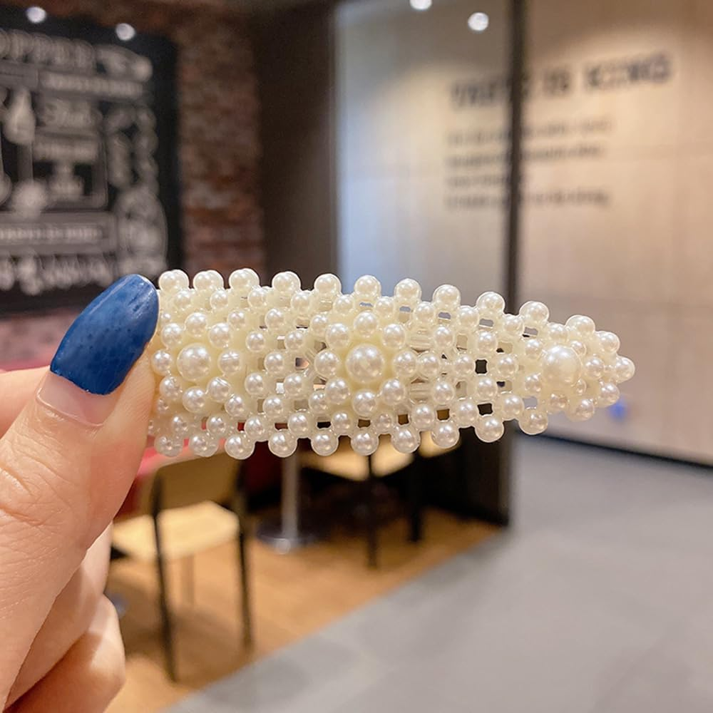 CENPEK Elegant Pearl Hair Clips for Girls Women Ladies, 12Pcs Pearl Barrettes/Bobby Pins/Snap Clip Hair Slides for Prom Party Wedding, Handmade Hair Accessories image number 2