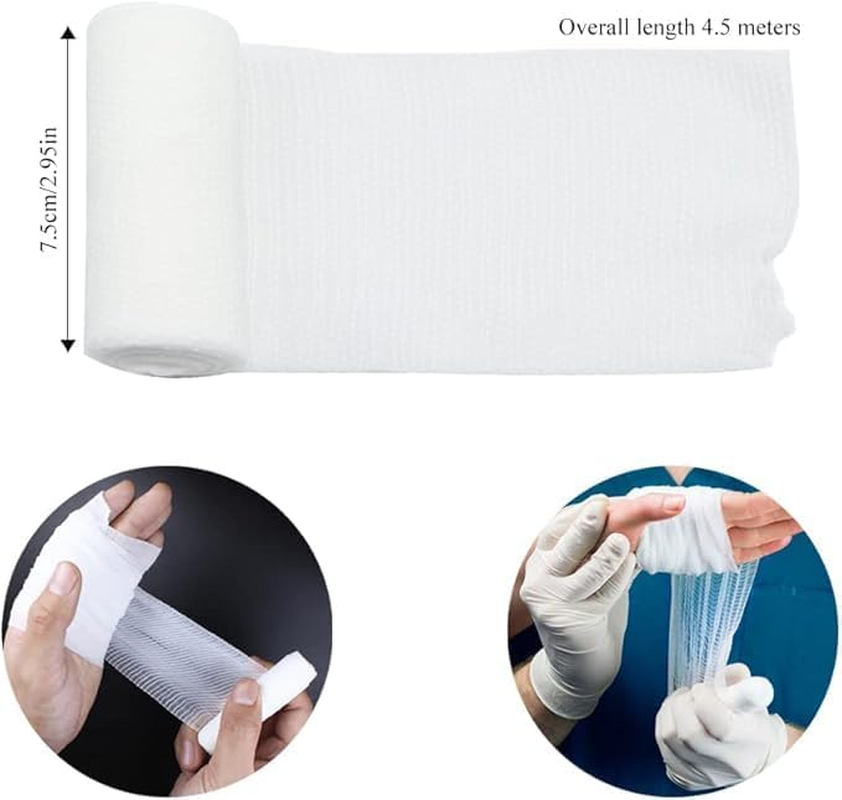 SZHENGSHAN 20 Roll Elastic Gauze Bandages, Stretch Gauze Bandage Roll, Medical Gauze Bandage, 7.5Cm X 4.5M, 20Pcs image number 2