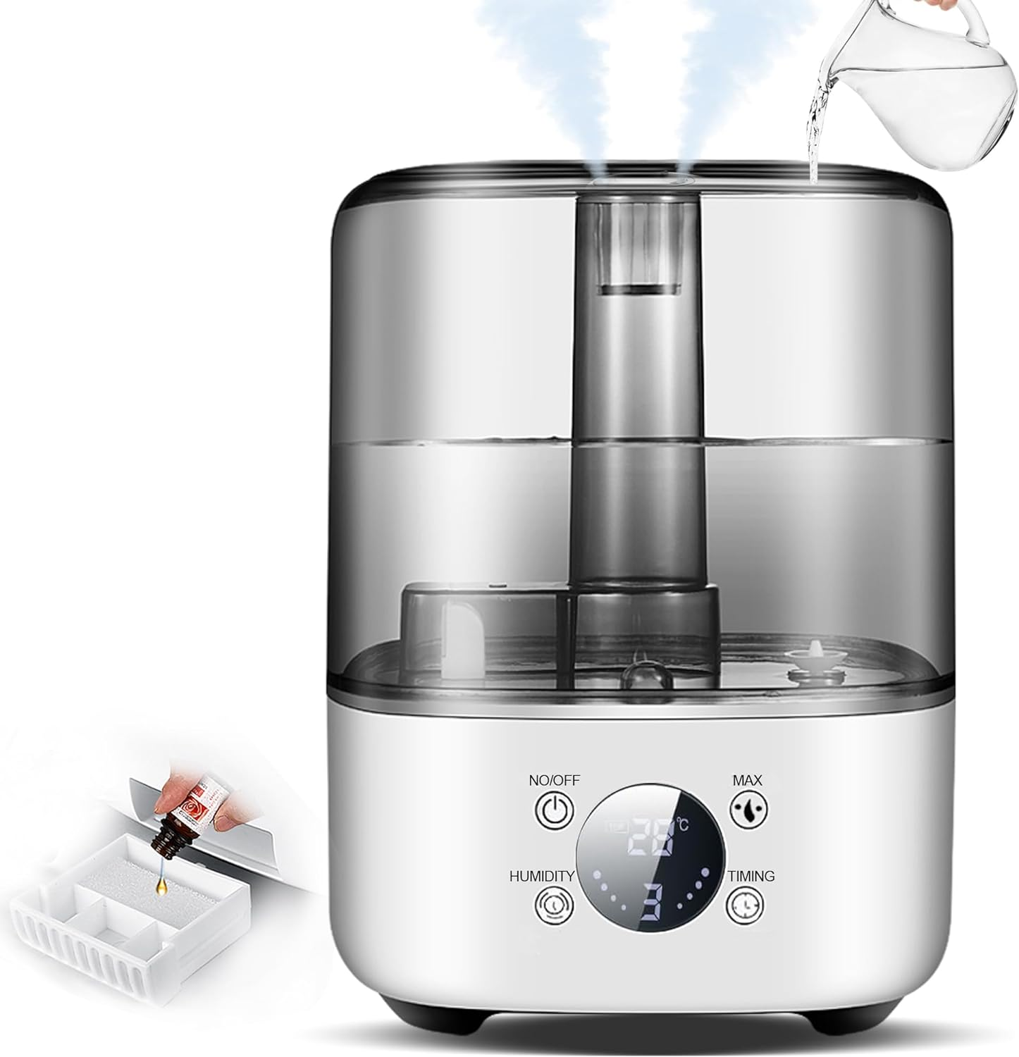 5L Humidifiers for Bedroom Large Room, Cool Mist Top-Fill Essential Oil Diffuser for Baby & Plants, Adjustable Mist Last up to 50Hrs, 360&deg;Nozzle, Rapid Humidification & Auto Mode image number 3