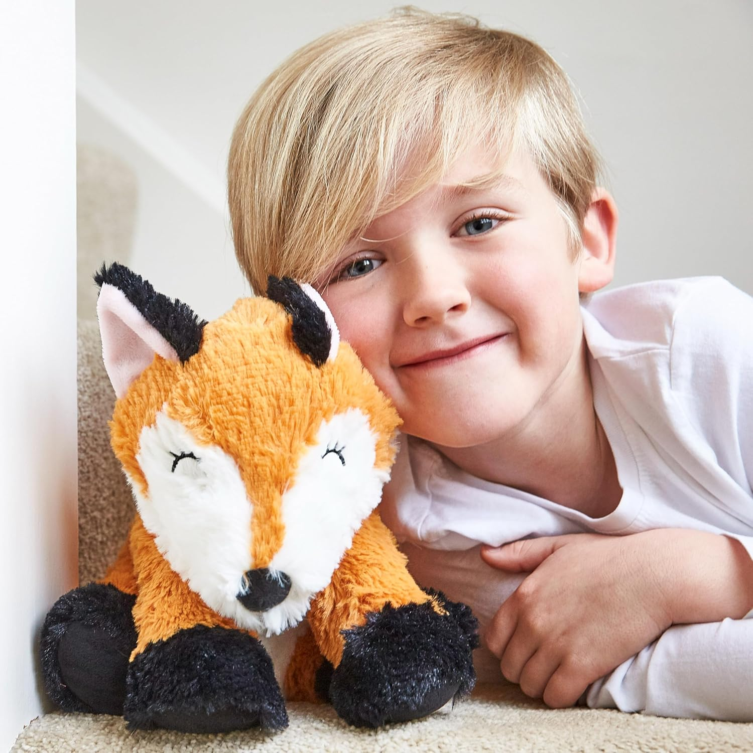 Warmies Plush Fox Microwavable Weighted Wheat Bag, Cuddly Soft Heat Pad Scented with French Lavander, Weighted Teddy Suitable for Adults and Children image number 1