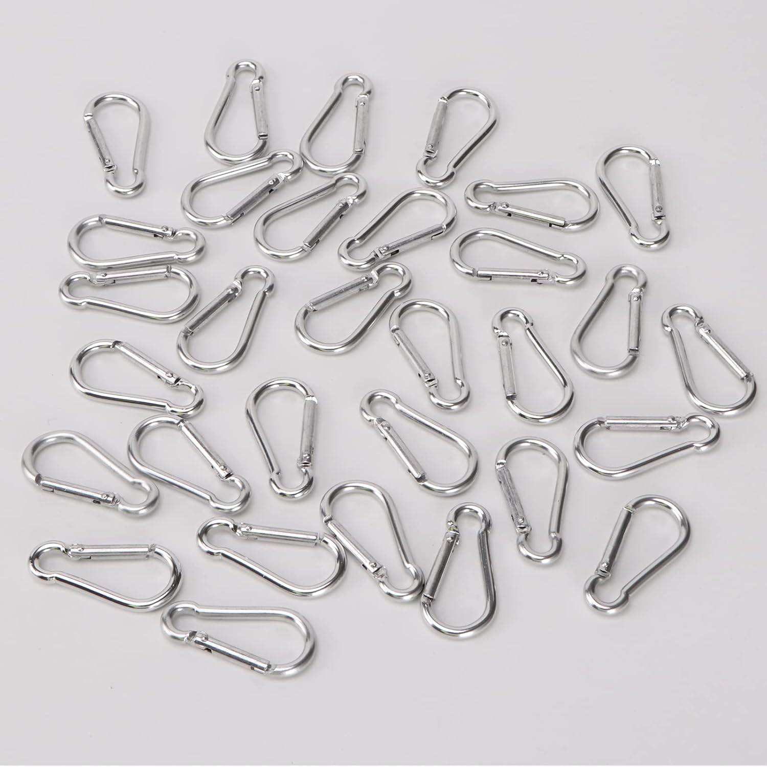 50Pcs Small Carabiner Clips Mini Aluminum Carabiner Clip Keychain Bulk Hook Pack Carabeaner D Shape Hook Keychain for Home Hiking, Silver image number 4