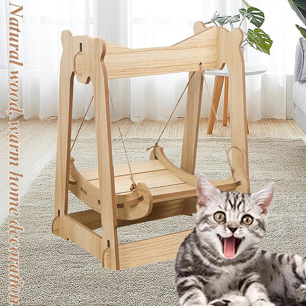 Cat Hammock,Pet Hanging Swing,Sleeping Bed Lounger,Kitty Lounger Scratching Rope,Pet Lounger Furniture,For Indoor Cats,Dogs,Rabbits,Cat Chair Swing Bed Pet Furniture image number 3