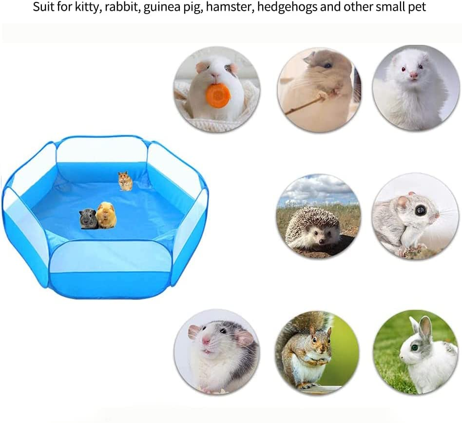 Small Animals C&C Cage Tent,Breathable&Transparent Pets Playpen Folding Exercise Fence,Portable Yard Fence for Guinea Pig, Rabbits, Hamster, Chinchillas and Hedgehogs, Reptiles(Blue)