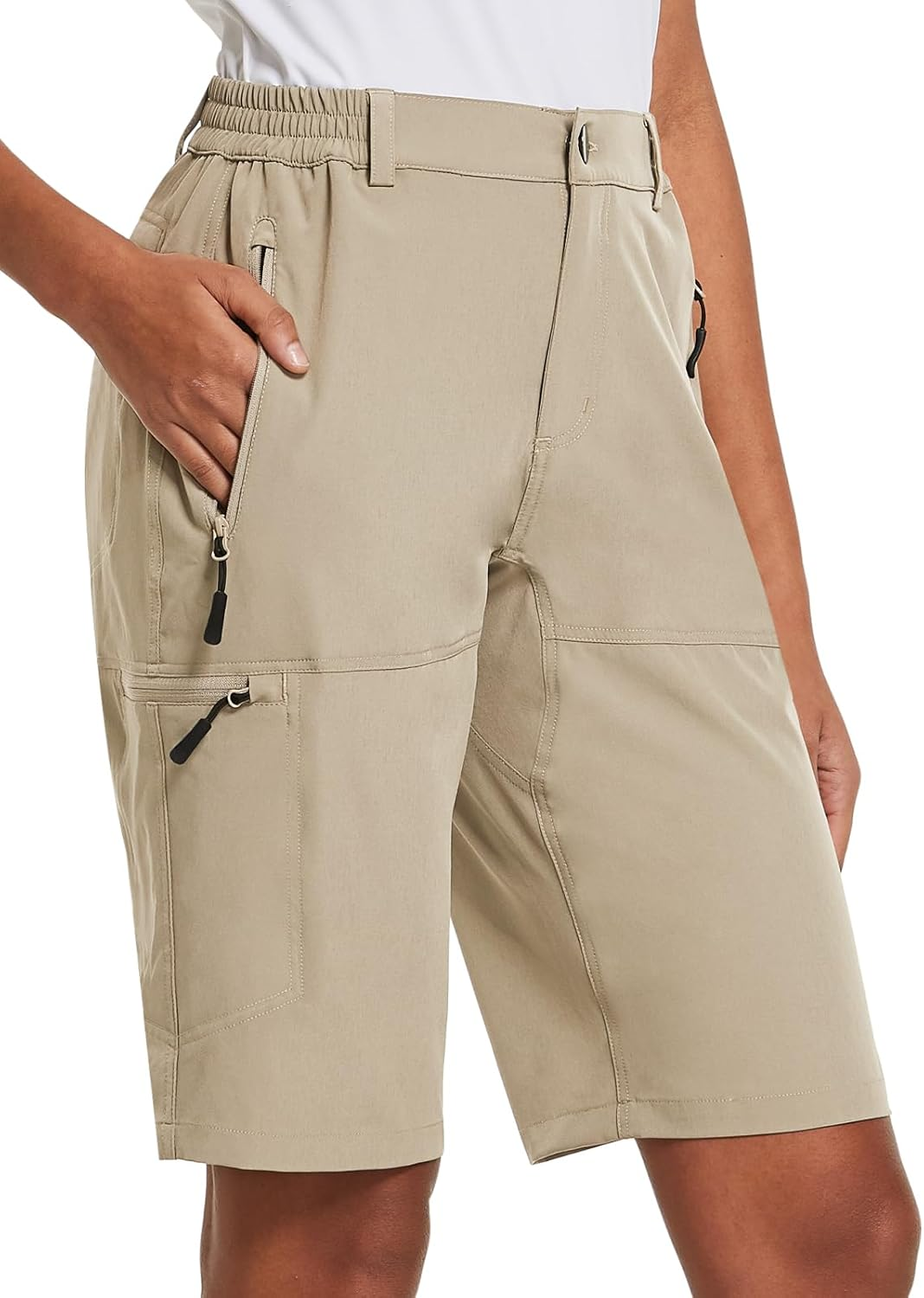 Baleaf Women'S Long Hiking Bermuda Shorts Quick Dry Summer Golf Shorts Lightweight with Pockets UPF 50+ for Camping, Work