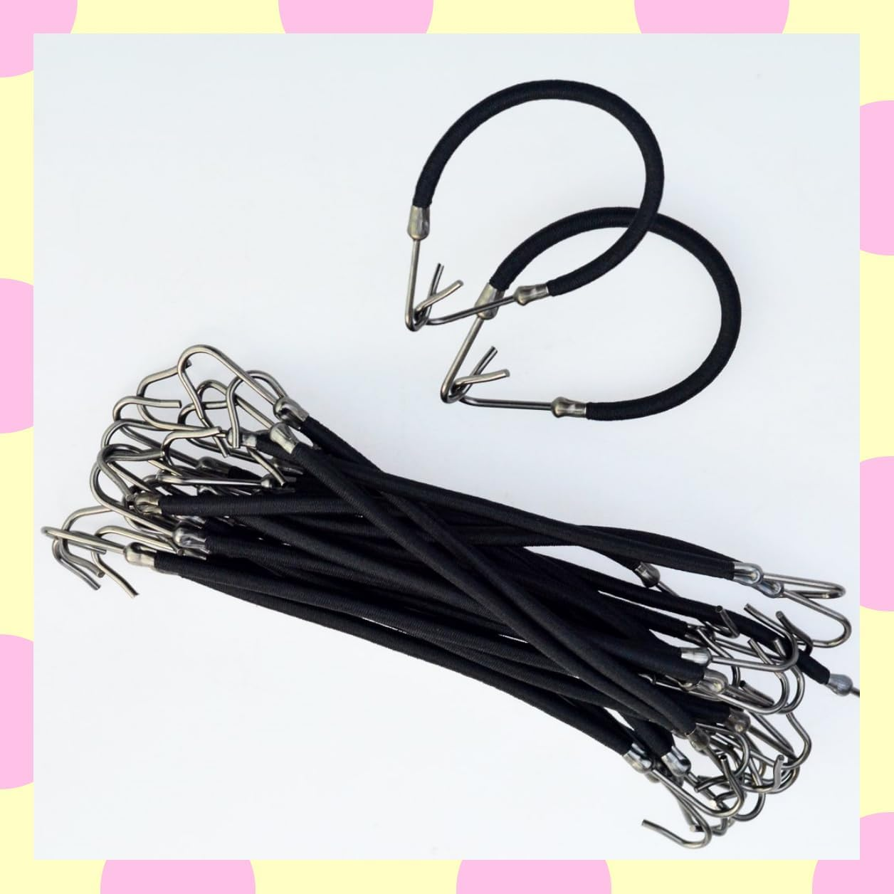 Fsfsdg 24 Pieces Black Ponytails Hooks Elastic Hair Ties Band Rubber Bands Holder Hair- Styling for Women Girls Suitable for Thick Thin Hair