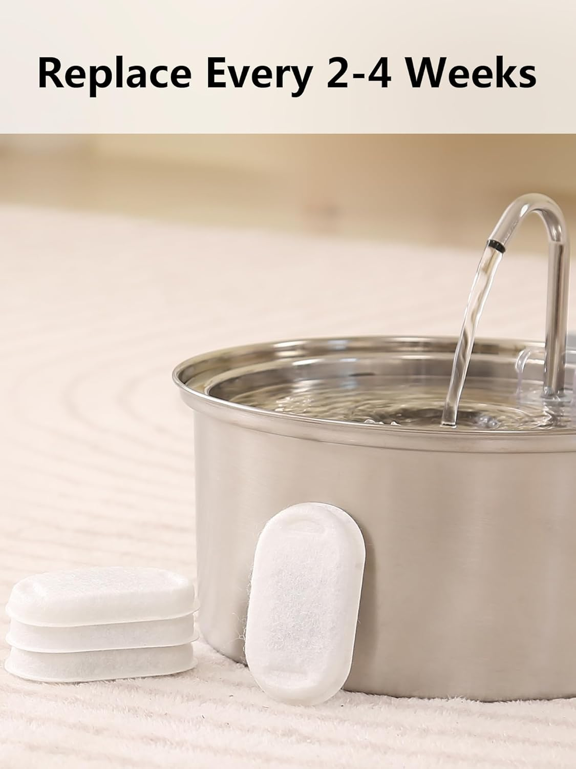 8Pcs Cat Water Fountain Filters,Hiumotan Filters for Cat Drinking Fountains,Replacement Pet Water Fountain Filters for 67Oz/2L,108Oz/3.2L Pet Water Fountain,4 Triple Filtering Filter & 4 Foam, Sponge image number 1