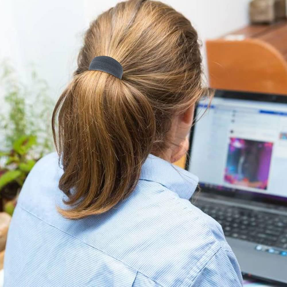 20 Pack Colorful Black Terry Cloth Knit Stretchy Elastic Wide Thick Hair Ties Scrunchies Elastics Hairbands Rubber Hair Bands Ties Ring Ponytail Holder Ponytail Twist Hair Accessories for Women Girl image number 3