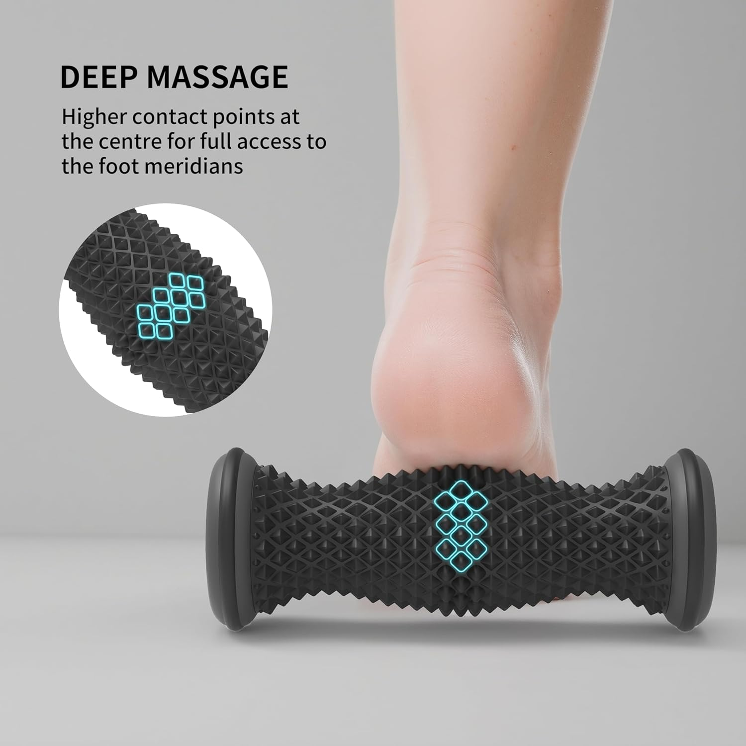 FITMIND Foot Massager Roller for Plantar Fasciitis Relief, Portable Foot Roller, Deep Tissue Muscle Massage, Foot Arch and Heel Pain, Reflexology Tool - Black image number 3