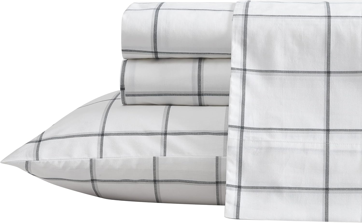 Nautica- Twin Sheet Set, Cotton Percale Bedding Set, Crisp & Cool, Lightweight & Breathable (Plot Black, Twin) image number 1