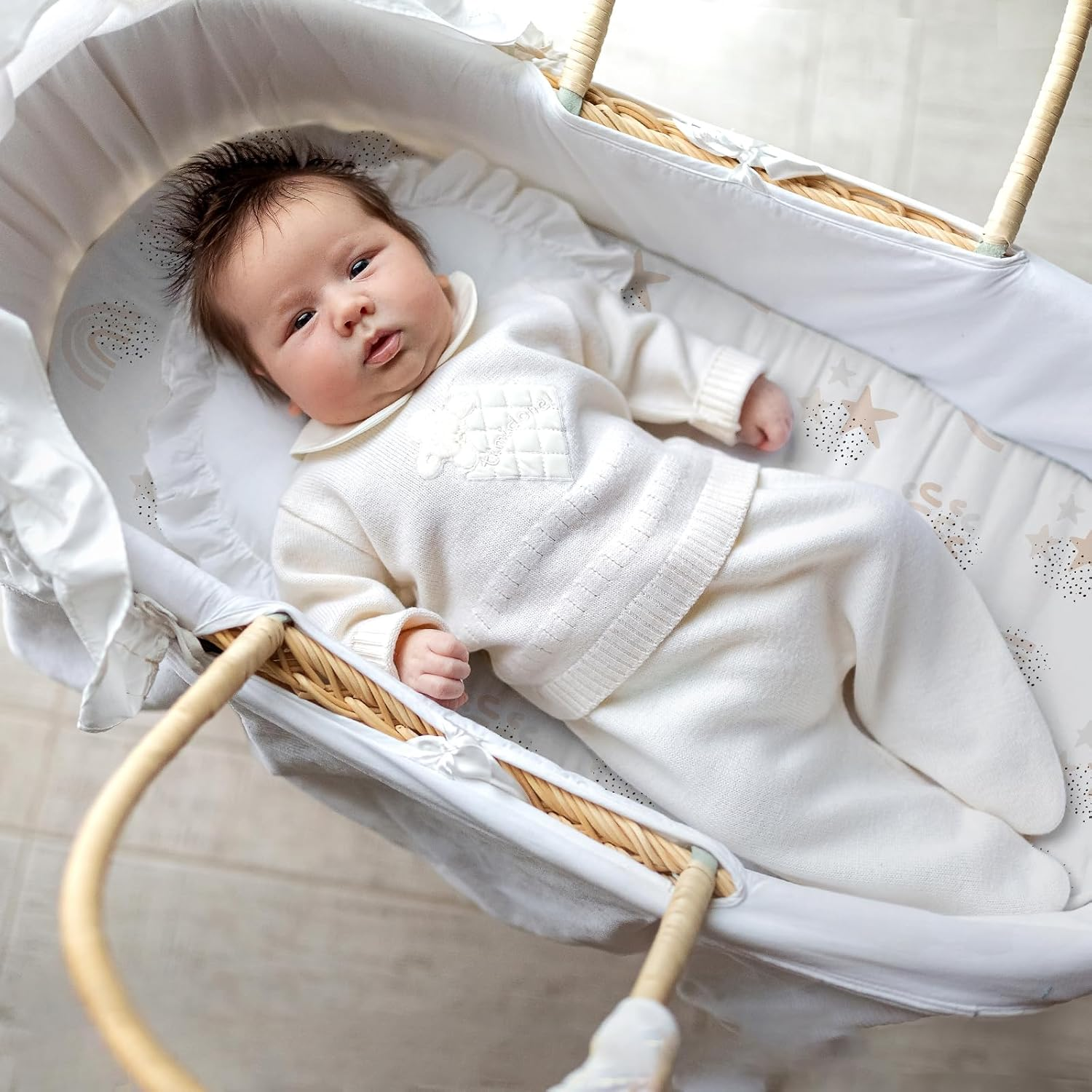 Gllquen Baby Bassinet Sheets 4 Pack, Breathable Cozy Fitted Mattress Sheet, Elastic Travel Crib Fashionable Floral Pattern, Standard Cradle Safe Sheets for Baby Boy Girls 32"X16"(Rainbow)