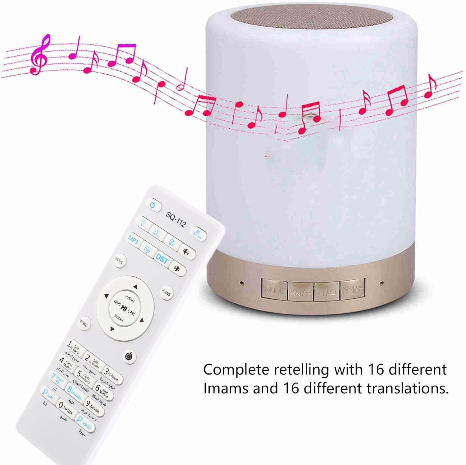 Respicefinem Portable 8G MP3 Touch LED Lamp Wireless Remote Control Bluetooth Quran Speaker with 17 Languages Suitable for Any Occasion Multi Functional Creativity and Modern image number 1