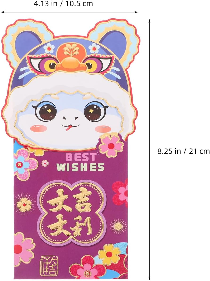 Tofficu 6Pcs Cartoon Red Envelope Bag for Lunar Year Celebrations per Pack for Boy Girl'S and Decorations Includes Wedding Money Envelopes and Birthday Money - C image number 2