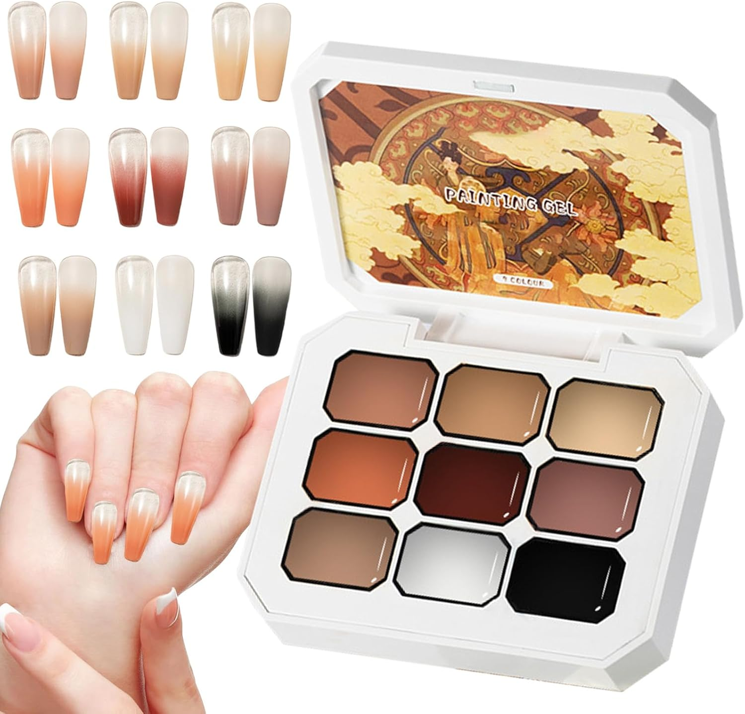 Solid Nail Gel - 9 Colors Cream Nail Polish Palette Set | Professional High-Shine Manicure Tool, Quick-Dry Long-Lasting Beauty Supplies for Women Girls Daily Use image number 6