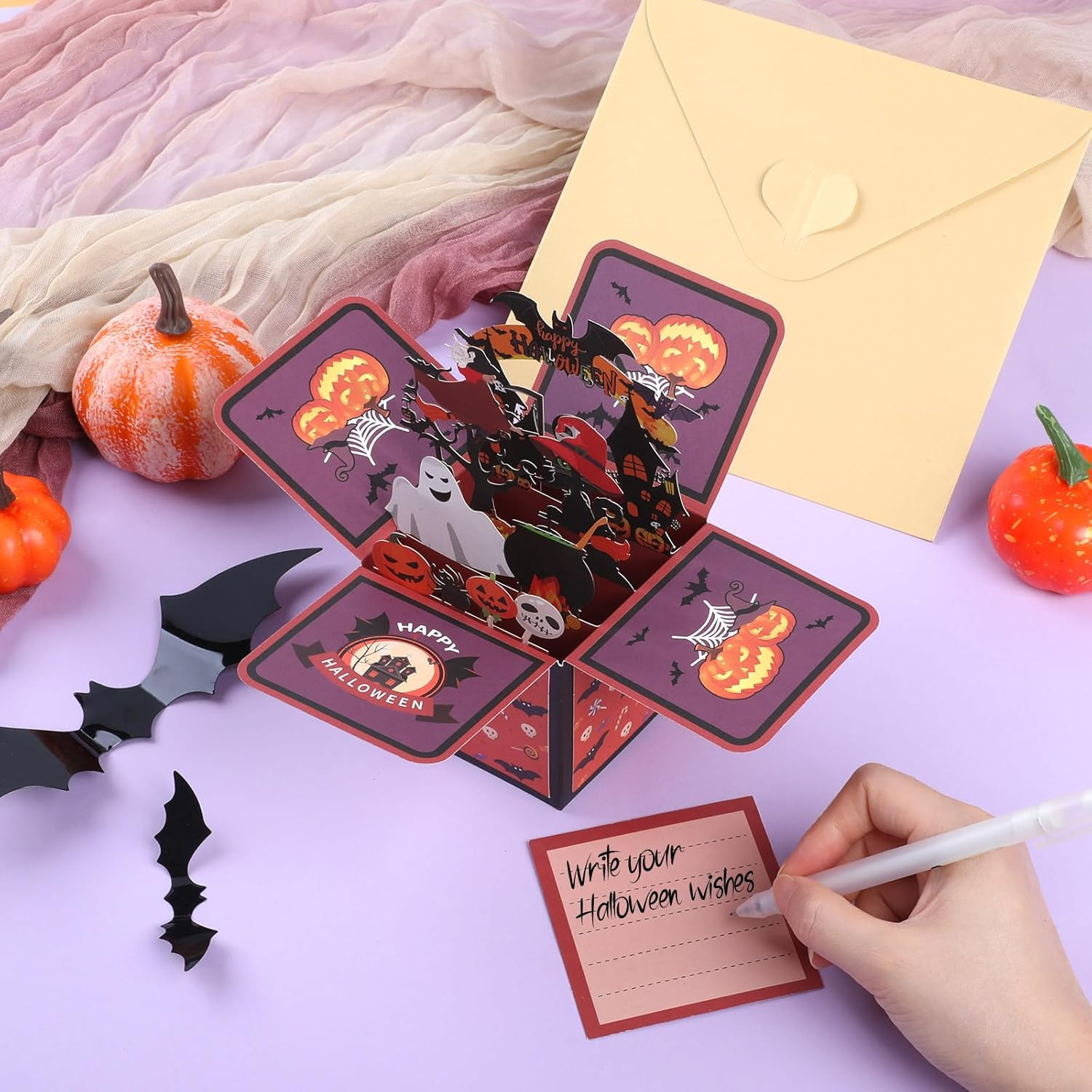 Bighan Pop up Halloween Card, 3D Halloween Greeting Boxed Cards Halloween Card for for Kids Men and Women Family (C) image number 3