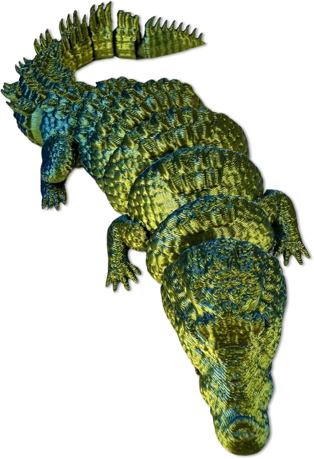 3D Printed Crocodile, 3D Printed Animal Toys for Desktop Decorations, Fidget Toys, Prank Prop (21Cm/8.26In, Blue Green)