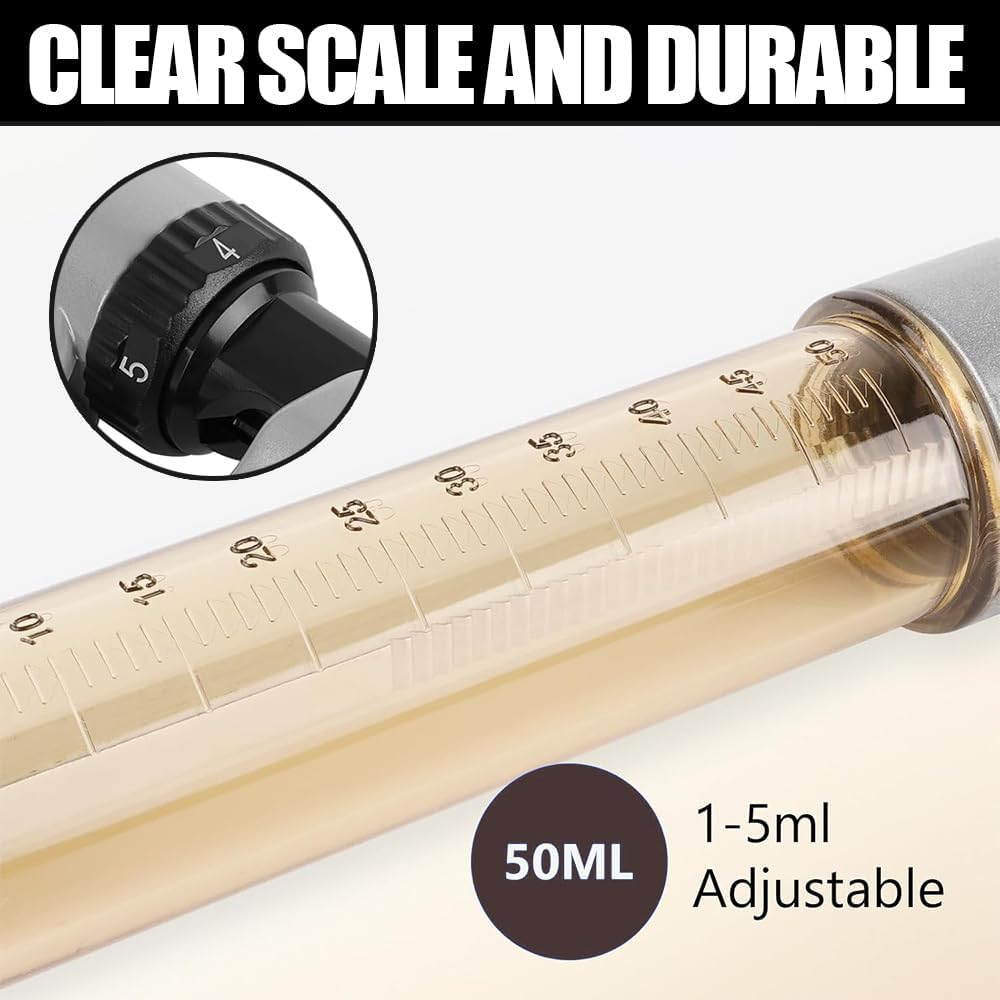 GUDAJIN 50Ml Semi-Automatic Livestock Syringe, Veterinary Pull Rod Syringe, Continuous Repeat Syringe with Adjustable Dose, Veterinary Vaccine Injection, Suitable for Farms and Ranches image number 4