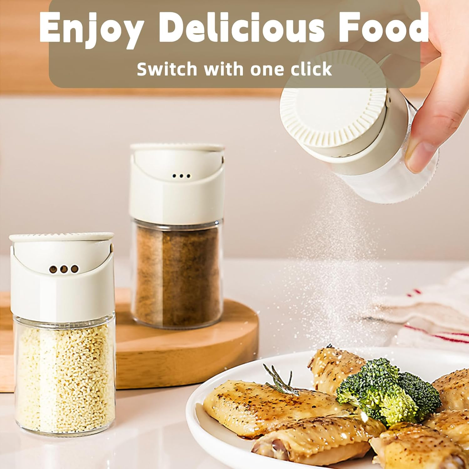 Salt Shaker,Dual-Aperture Glass Salt and Pepper Shaker - 260G, Sodium Calcium Glass, Easy-Press Dispenser for Even Seasoning, Ideal for Breakfast, BBQ, Steak image number 5