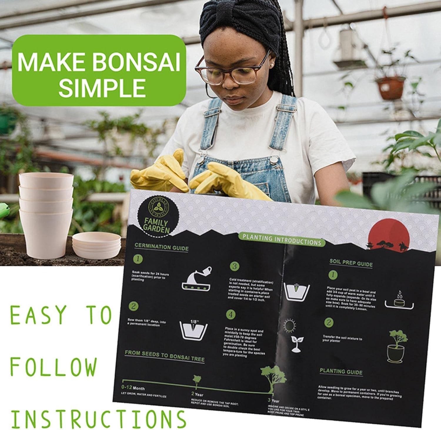 Mini Bonsai Herbs Growing Kit, Indoor Herb Plant Planting Kit, Novice Gardening Growth Kit, Indoor Plant Growing Starter Kit, DIY Kitchen Grow Kit for Women & Men image number 1