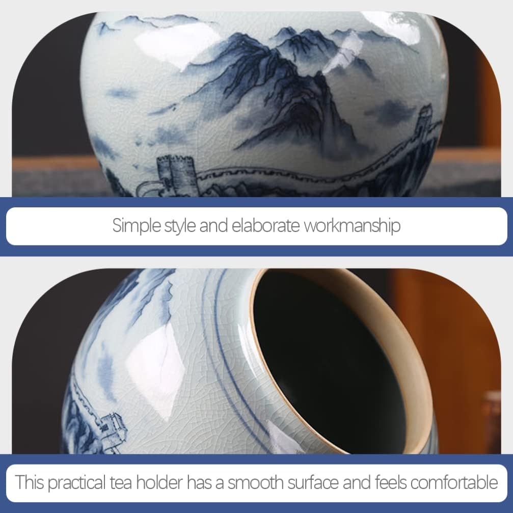 Kichvoe Ceramic Tea Can Storage Jar Airtight Lid for Loose Leaf Tea Kitchen Home Decor and Candy Utensil image number 3