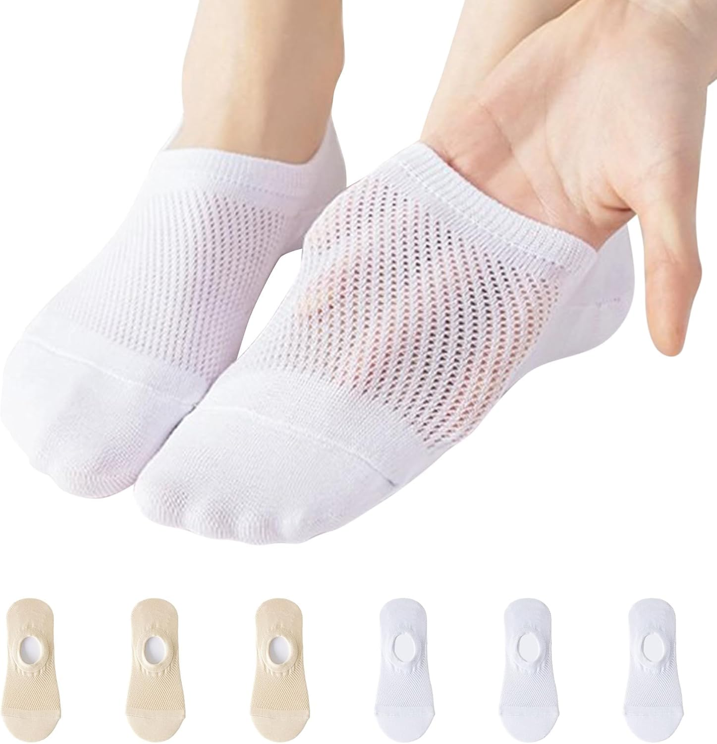 Women'S No-Show Socks &mdash; Summer Cotton Mesh Breathable Anti-Slip Soft Wicking Invisible Socks 6PCS Comfortable Fit for Loafer Flats