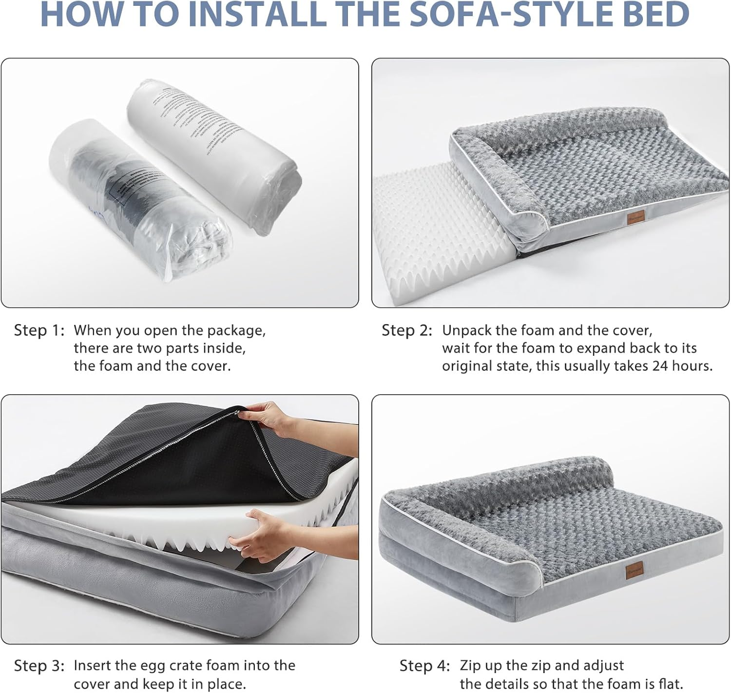 BFPETHOME Orthopedic Waterproof Sofa Dog Bed for Large Dogs &ndash; Removable Washable Cover, Waterproof Lining, Nonskid Bottom, Comfortable Pet Bed for Large Breeds. image number 2