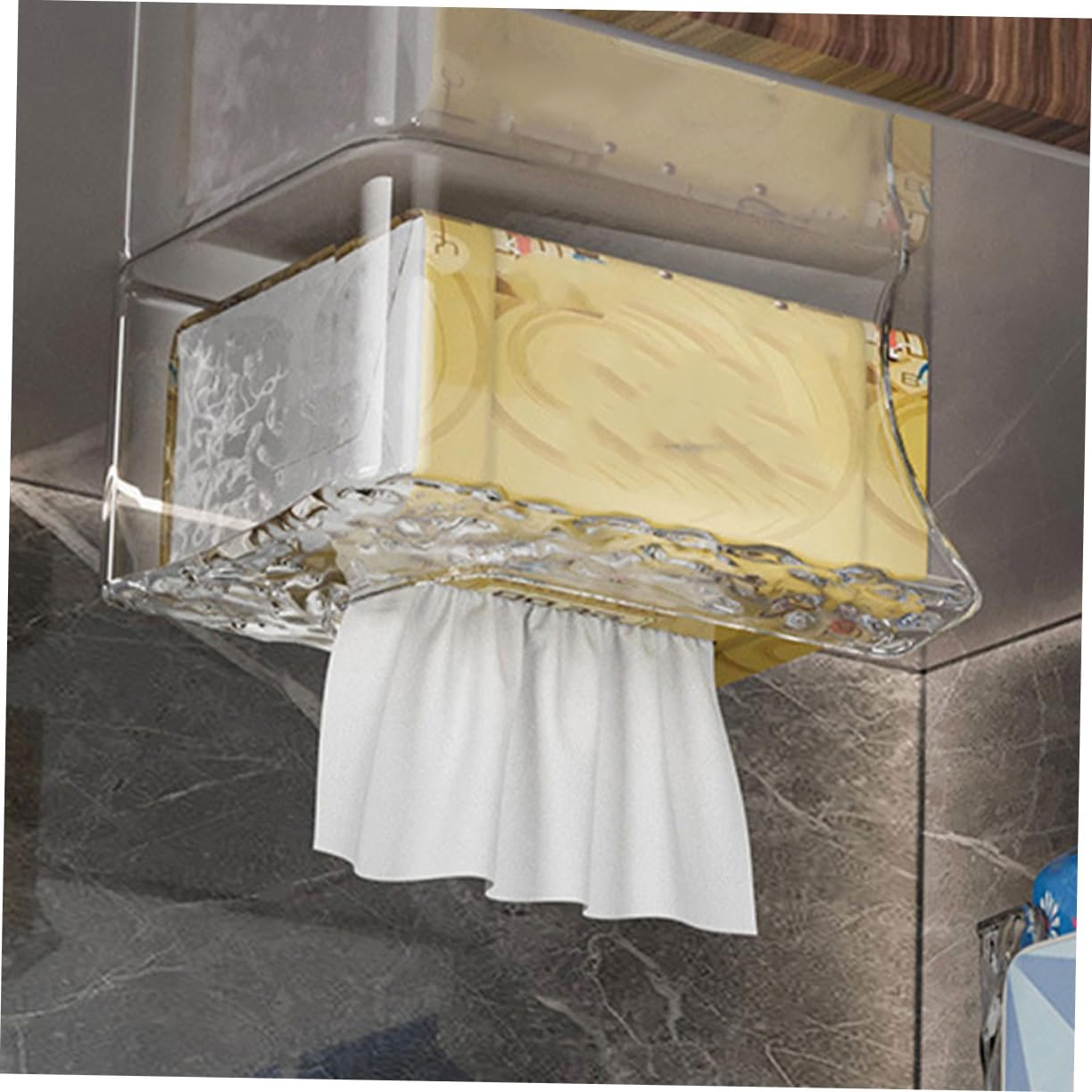 2Pcs Wall Mount Wipes Container Bathroom Tissue Box Holder White Gray Wall Mounted Wet Wipes Storage Dispenser for Home and Kitchen image number 2